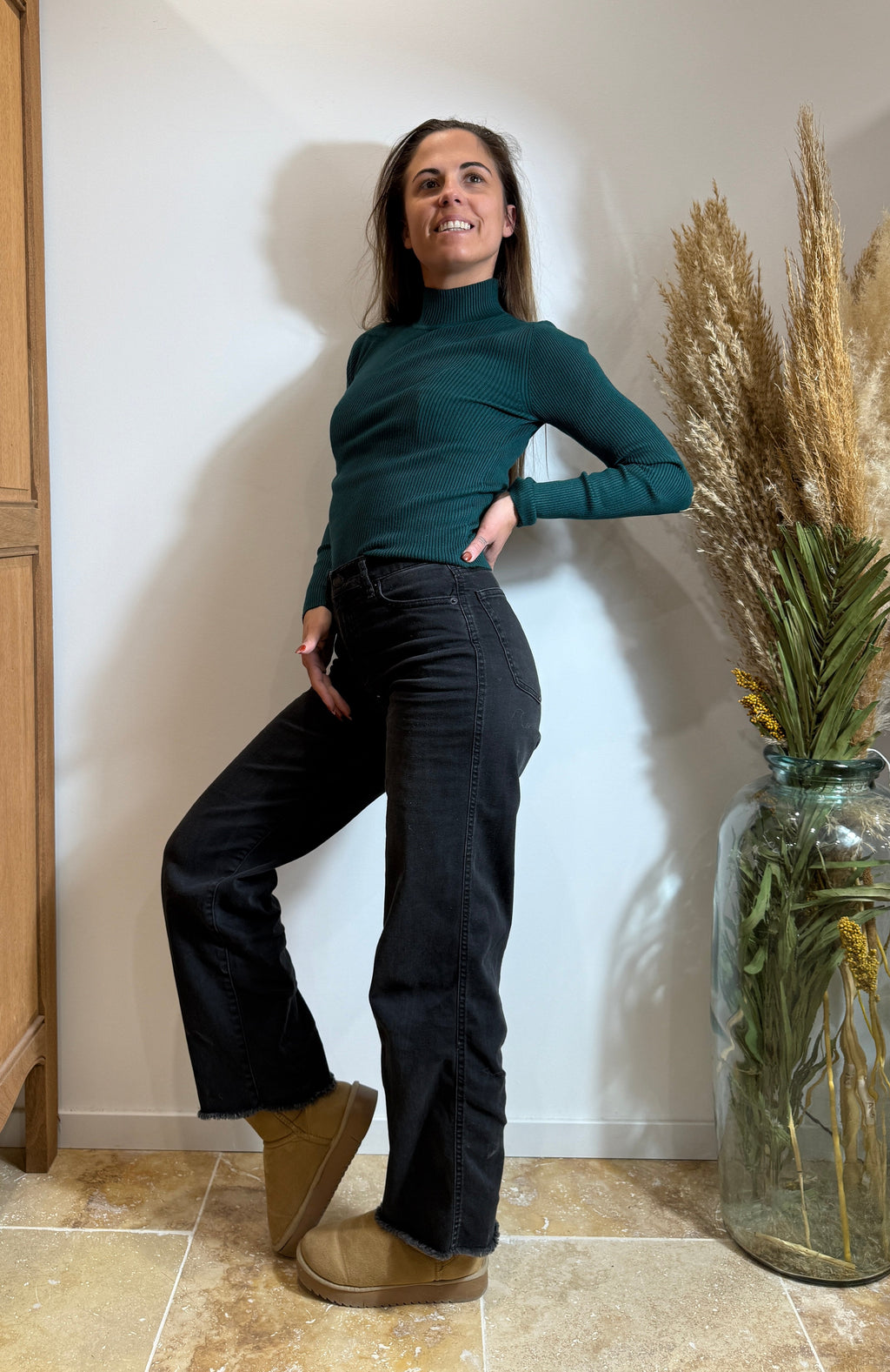 Pull court vert émeraude – Col roulé Le Vestiaire de Charline