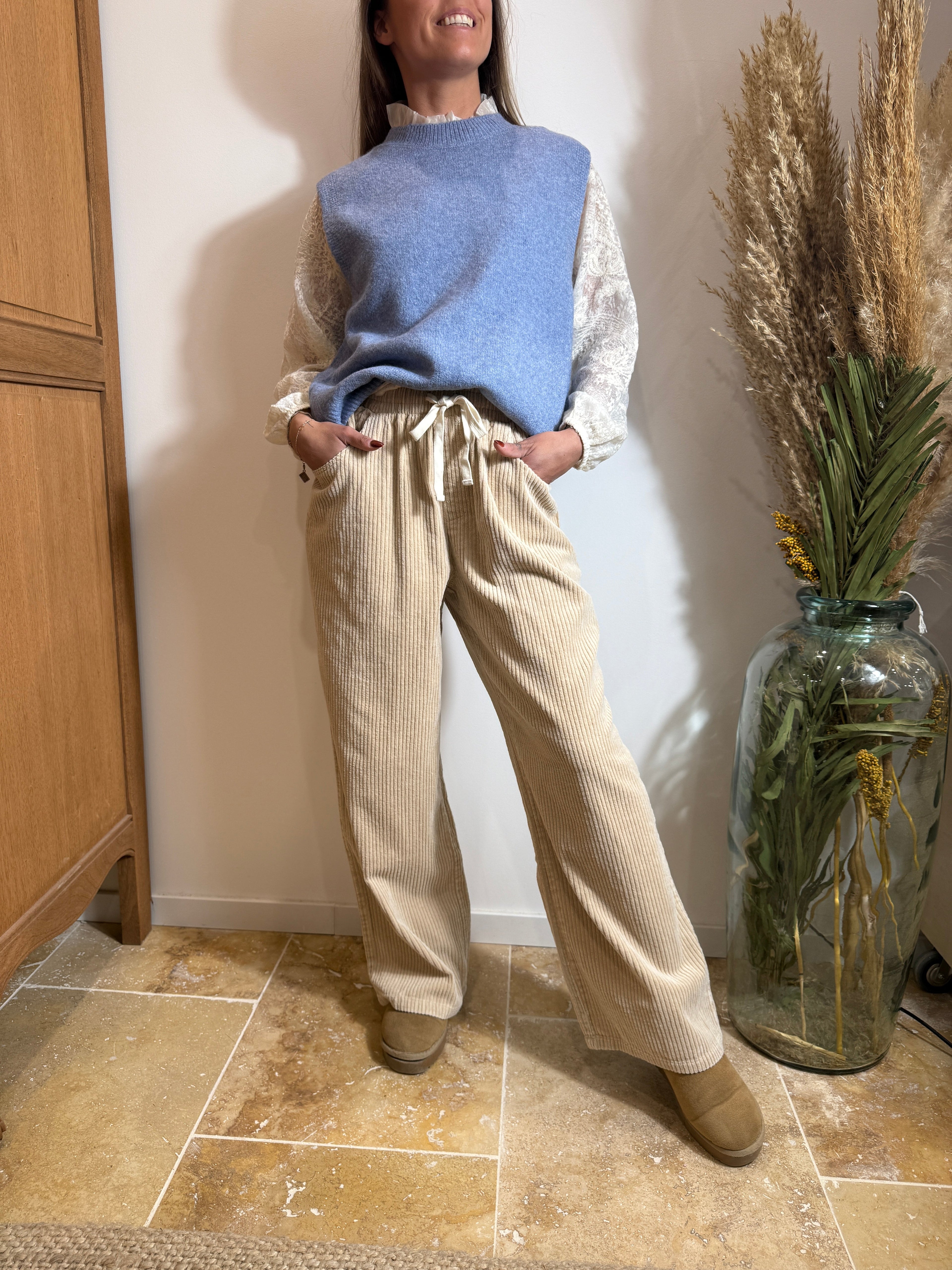 Pantalon velours beige – 100% coton Le Vestiaire de Charline