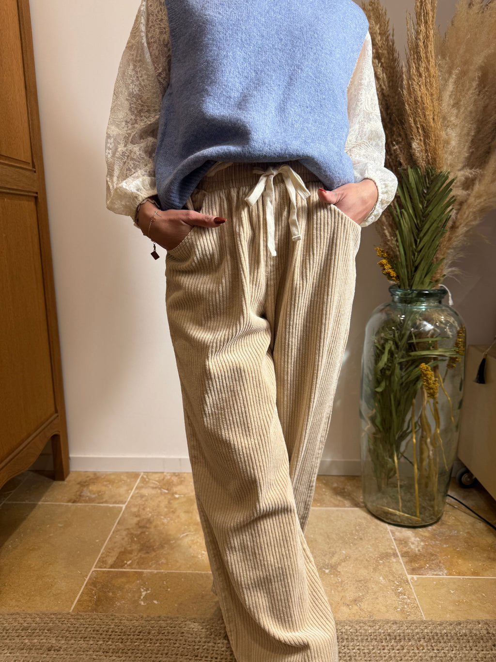 Pantalon velours beige – 100% coton Le Vestiaire de Charline