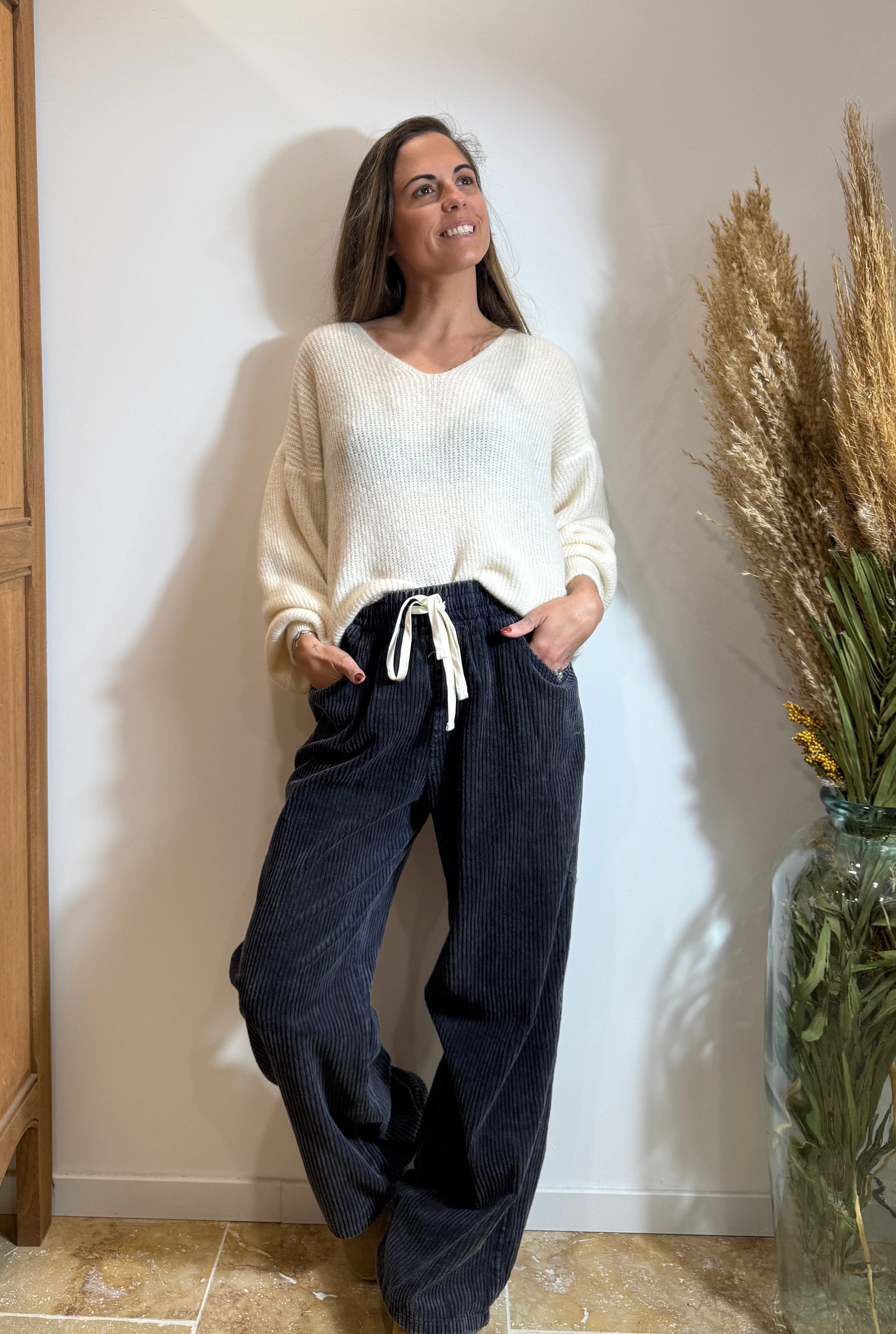 Pantalon velours bleu marine – 100% coton Le Vestiaire de Charline