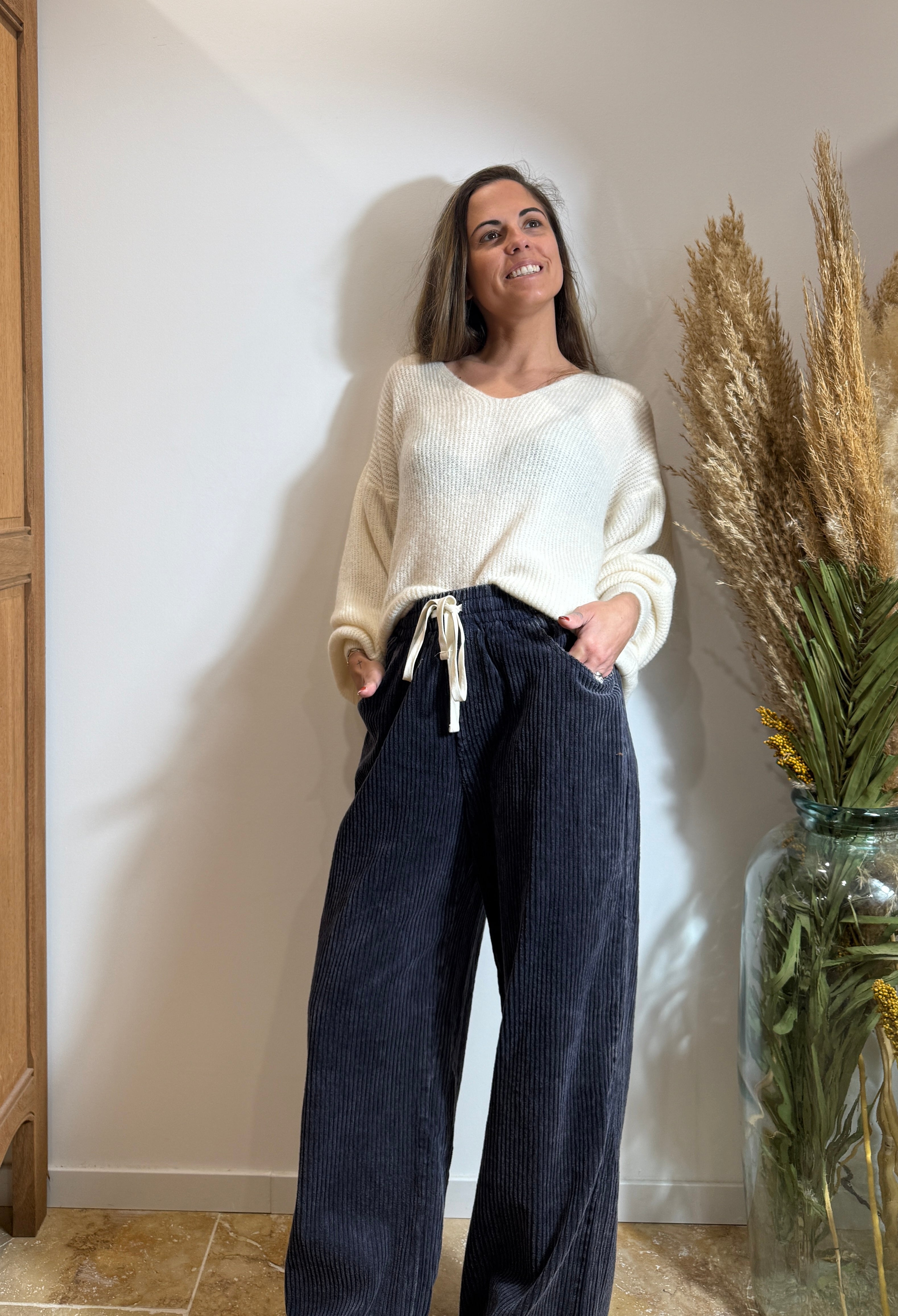 Pantalon velours bleu marine – 100% coton Le Vestiaire de Charline