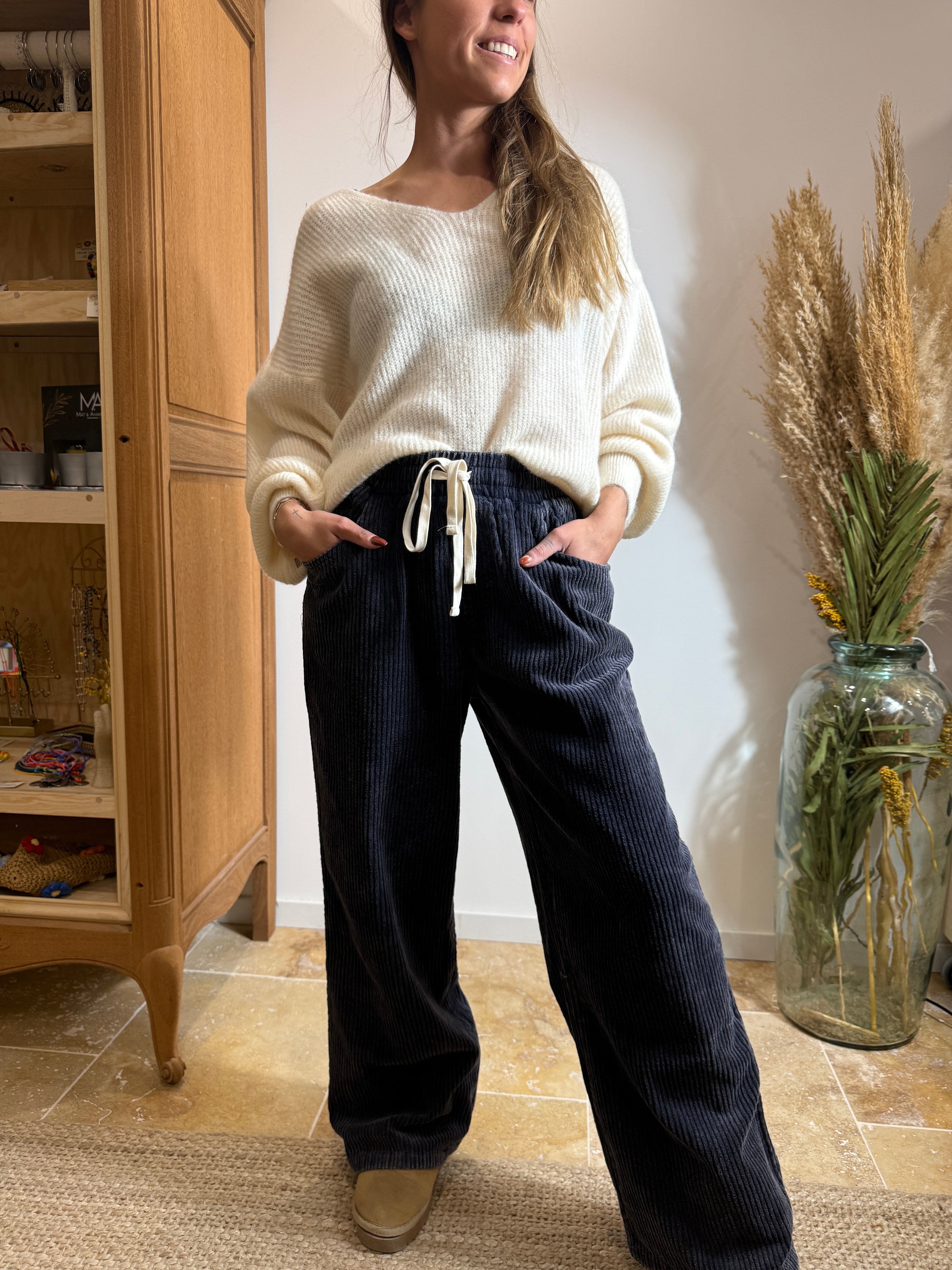 Pantalon velours bleu marine – 100% coton Le Vestiaire de Charline