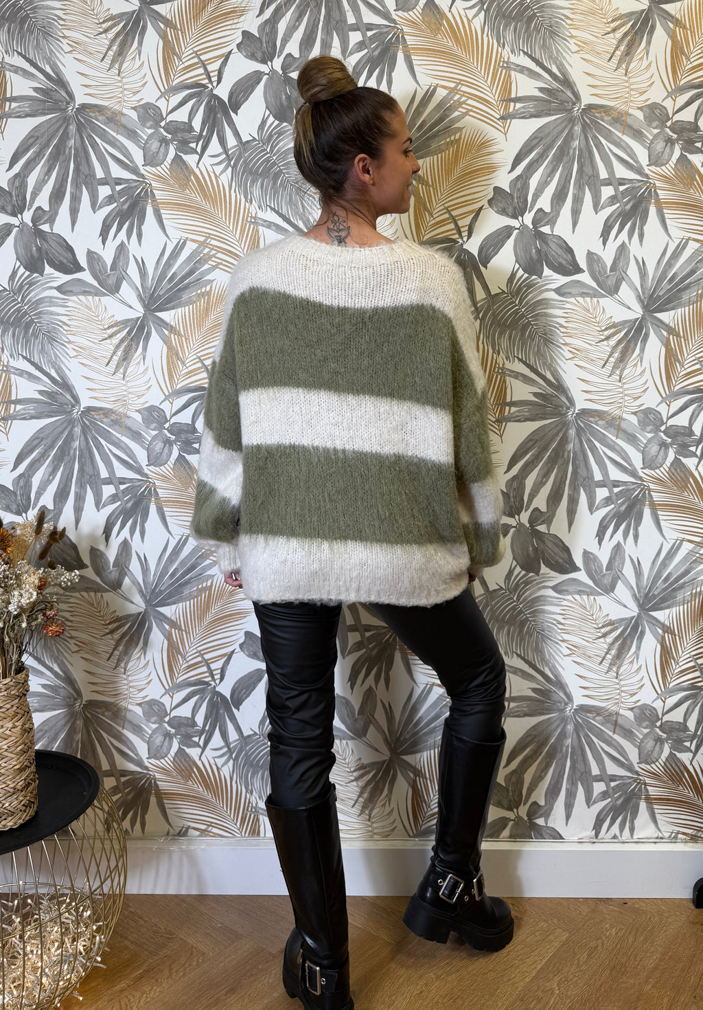 Pull Rayé Douceur – Vert Sauge & Écru Le Vestiaire de Charline