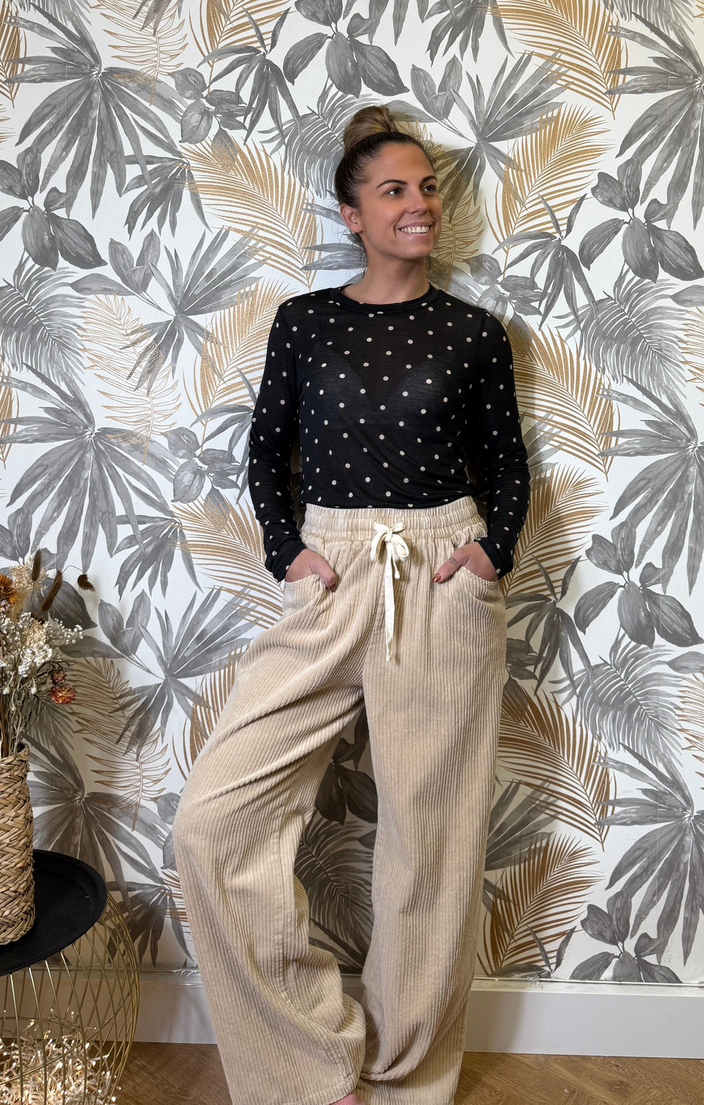 Haut Finesse Pois – Noir (Made in Italy) Le Vestiaire de Charline