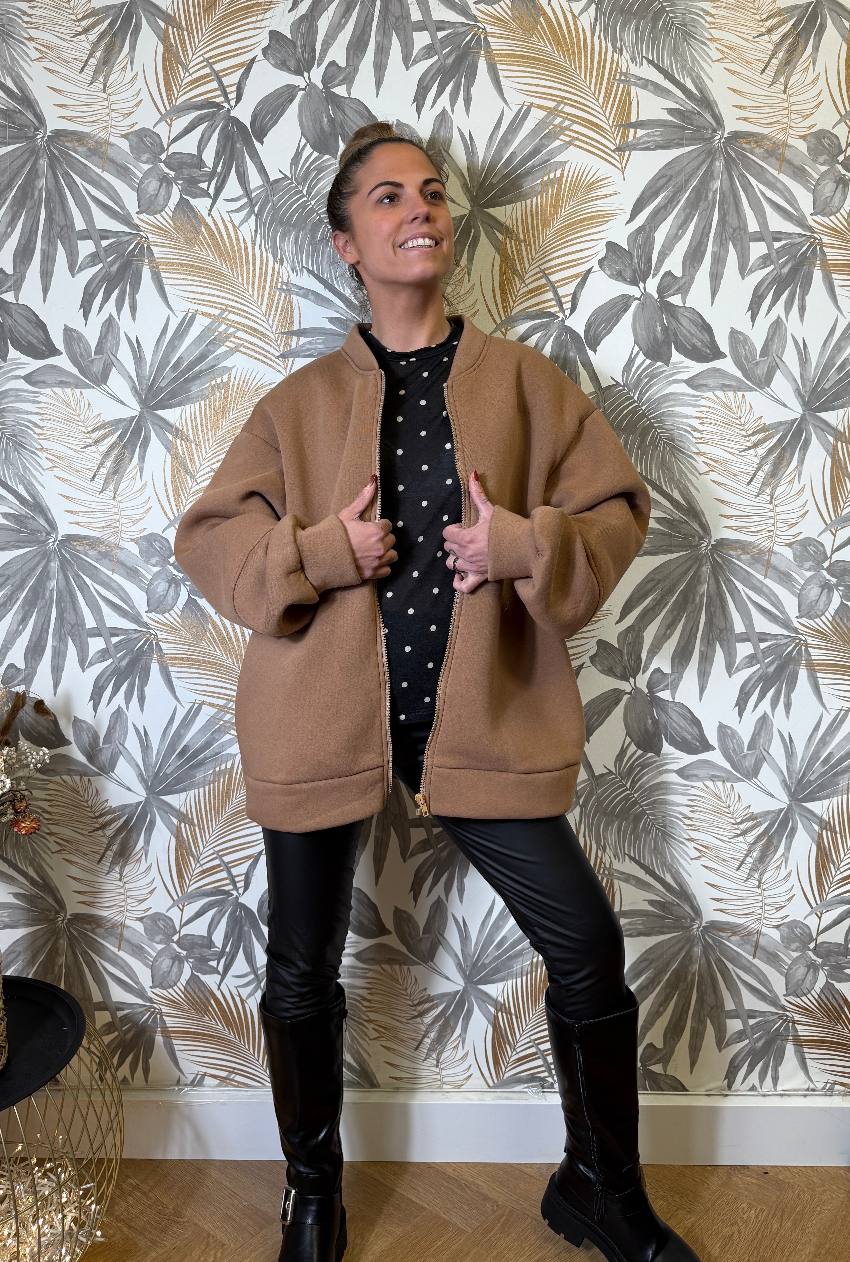 Veste Love Oversize – Camel & Blanc Le Vestiaire de Charline