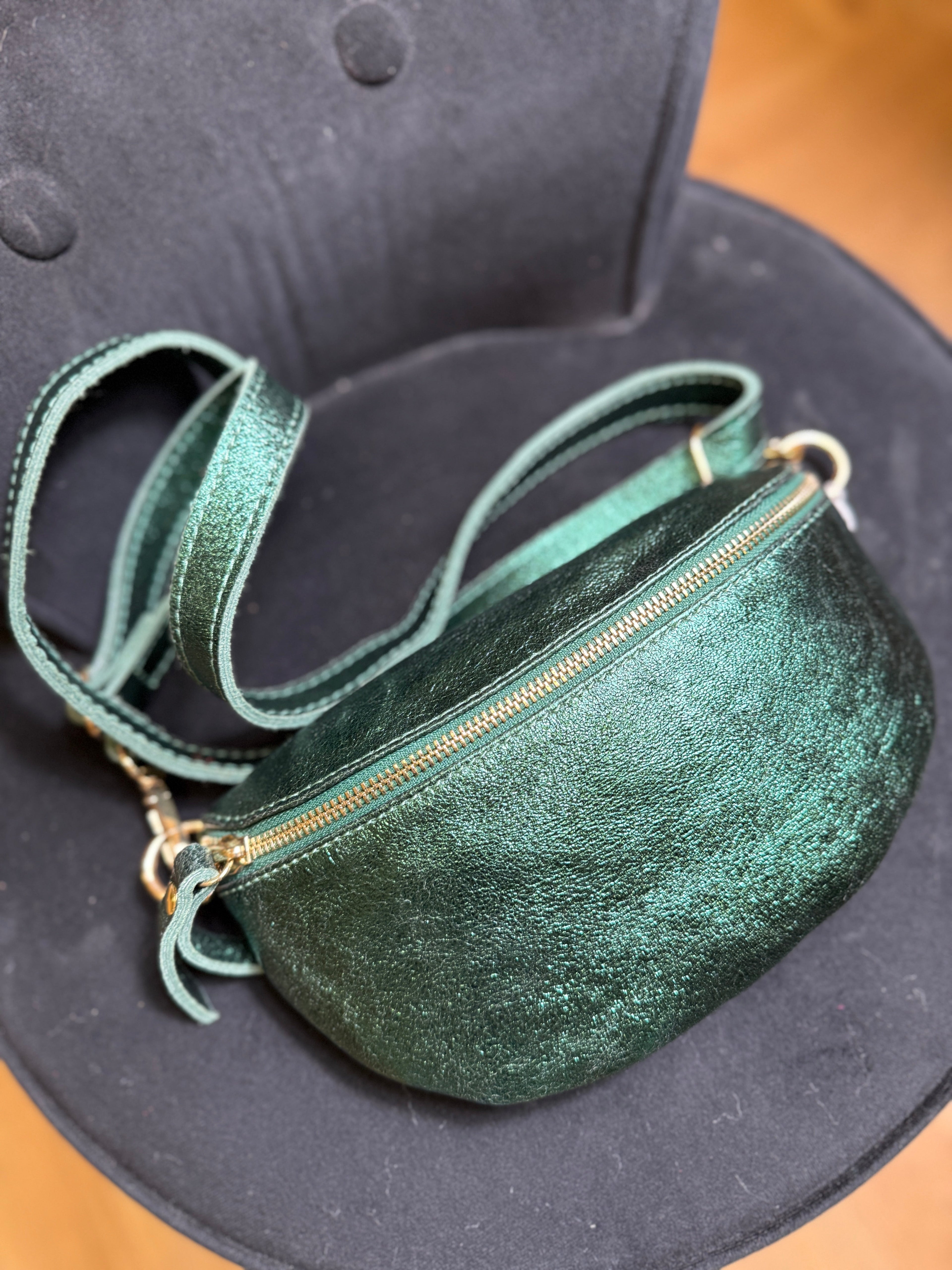 Sac Banane – Vert Émeraude (100% Cuir) Le Vestiaire de Charline