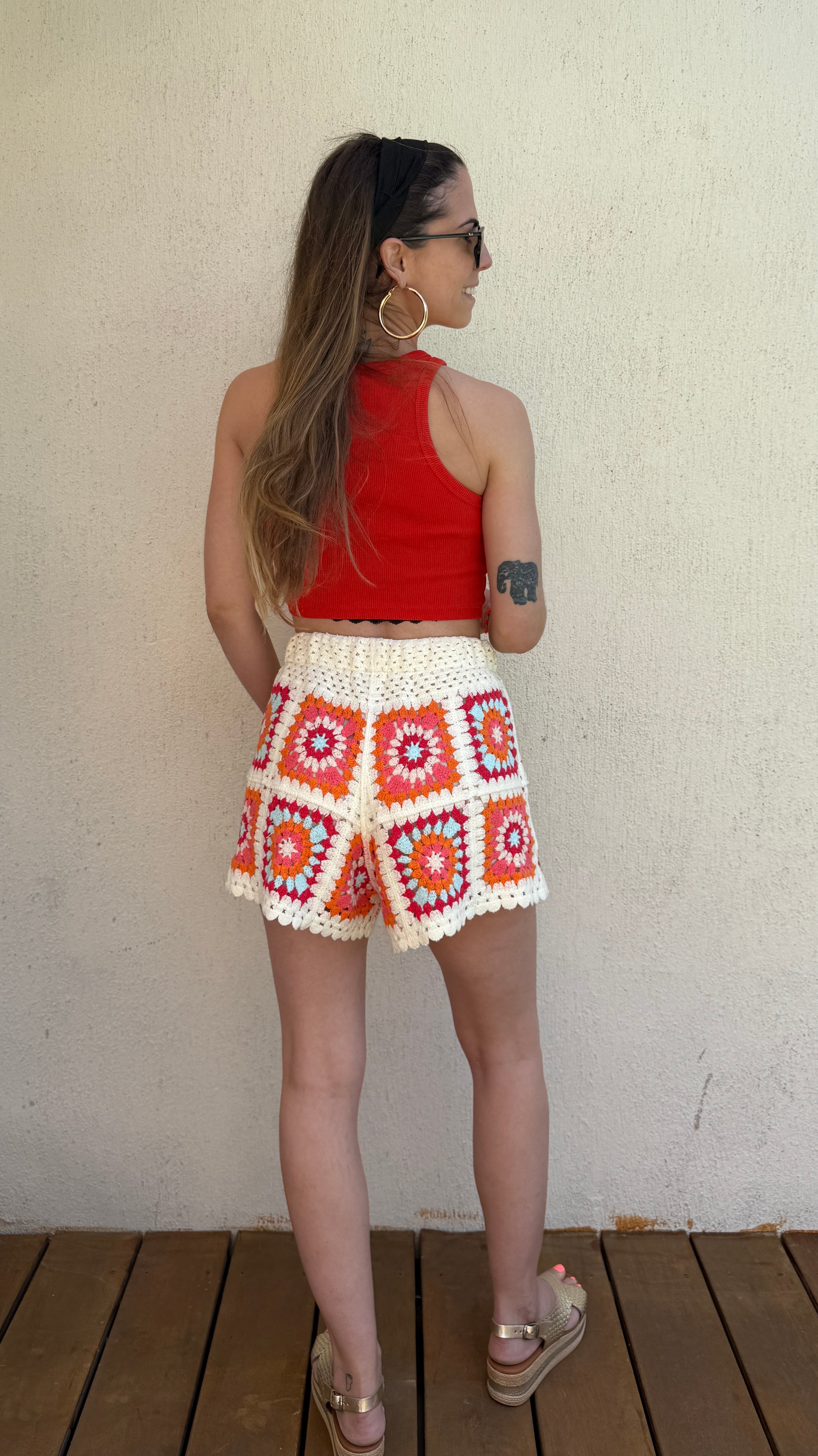 Short crochet bohème multicolore femme – Short été en maille crochet Le Vestiaire de Charline