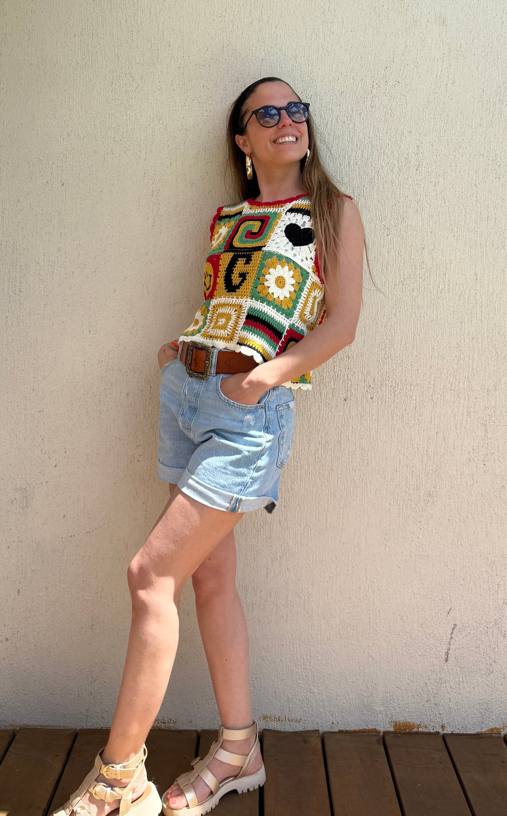 Top crochet multicolore femme – Débardeur bohème smiley Le Vestiaire de Charline