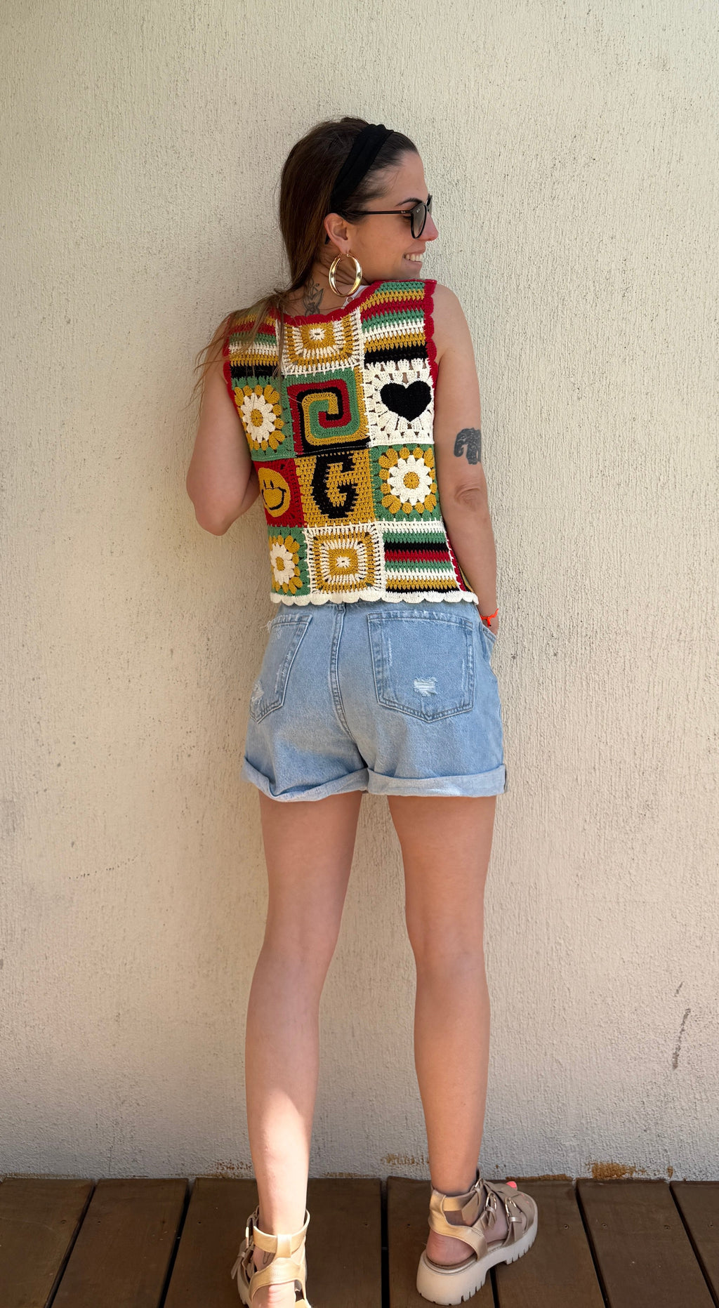 Top crochet multicolore femme – Débardeur bohème smiley Le Vestiaire de Charline