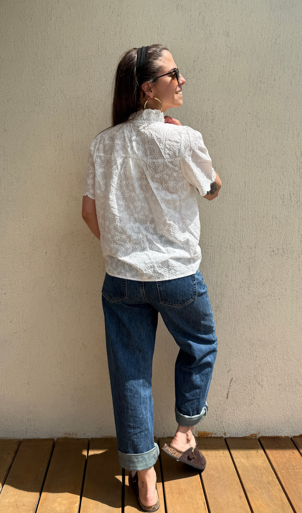 Chemisier dentelle blanc femme 100% coton Le Vestiaire de Charline