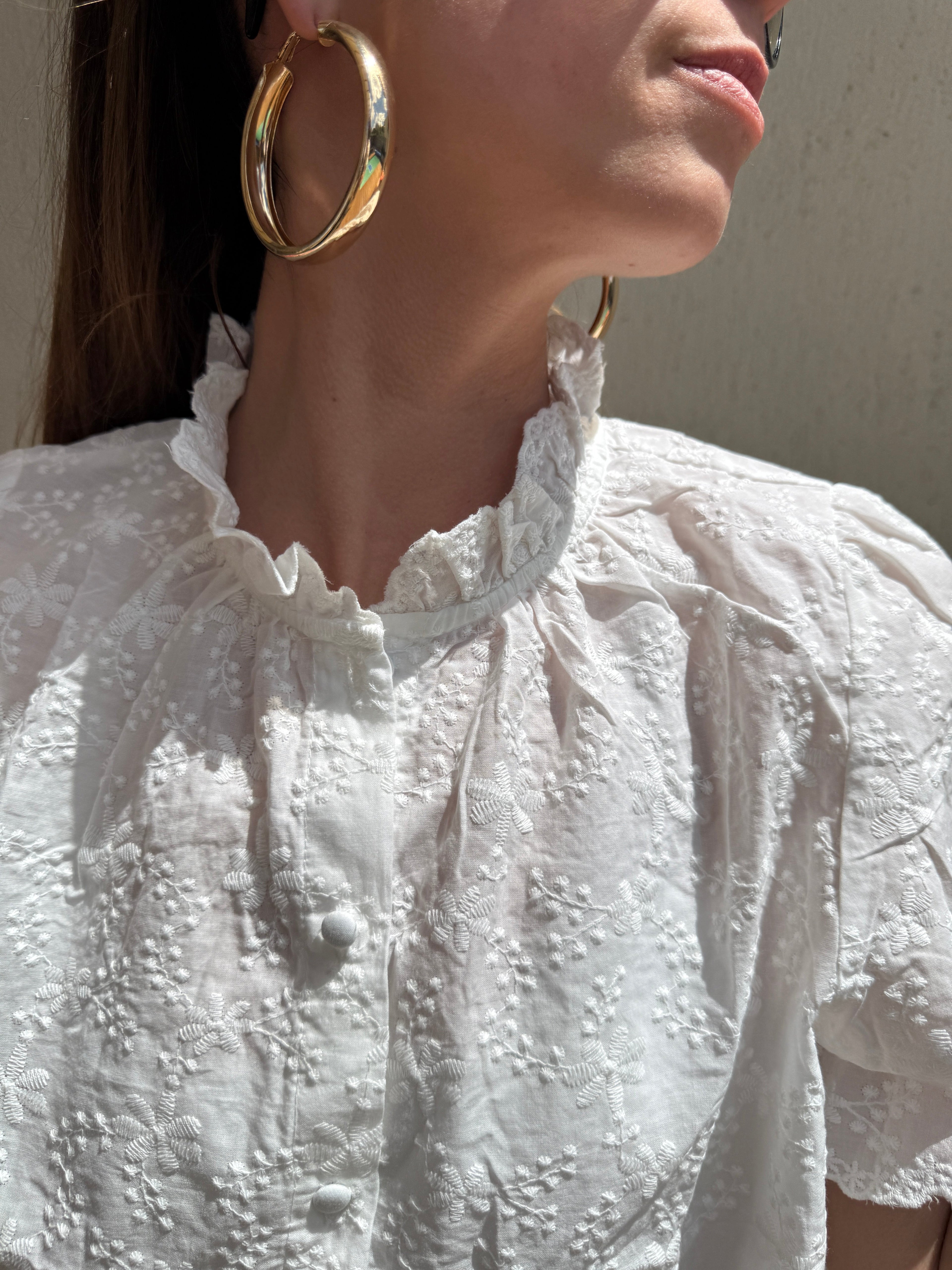 Chemisier dentelle blanc femme 100% coton Le Vestiaire de Charline