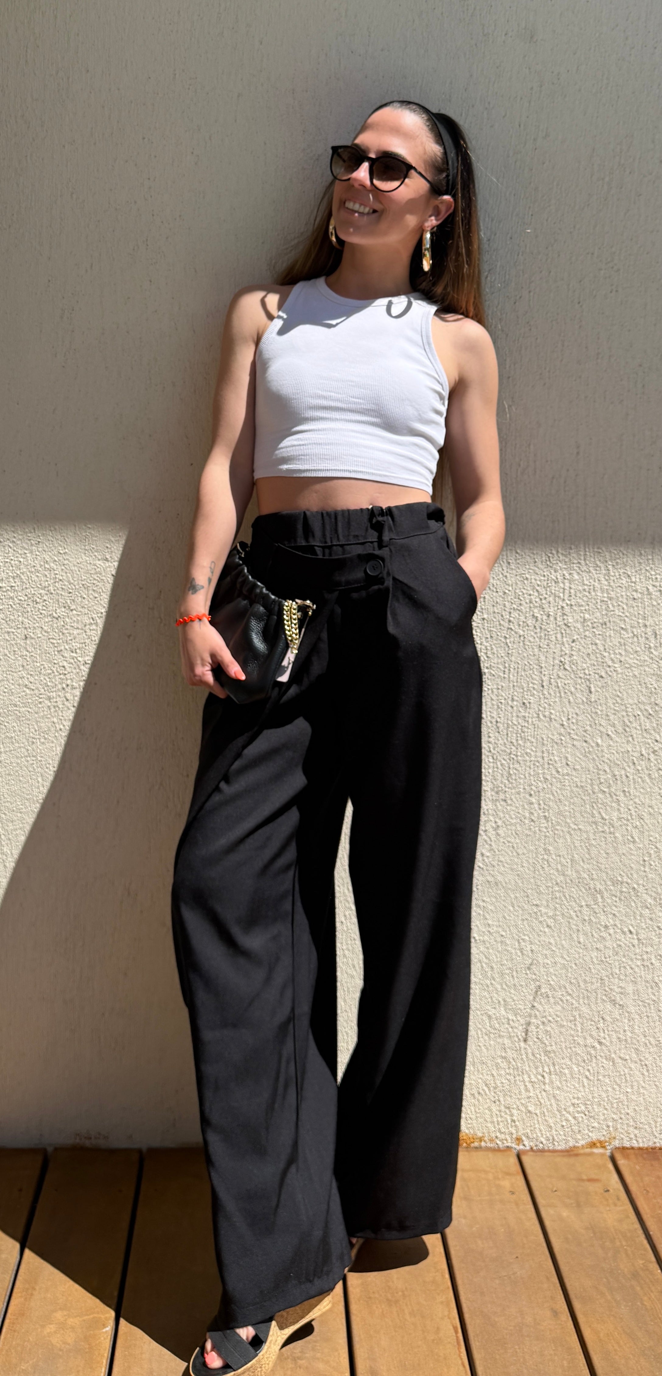 Pantalon noir fluide femme – Pantalon taille haute élégant et confortable Le Vestiaire de Charline