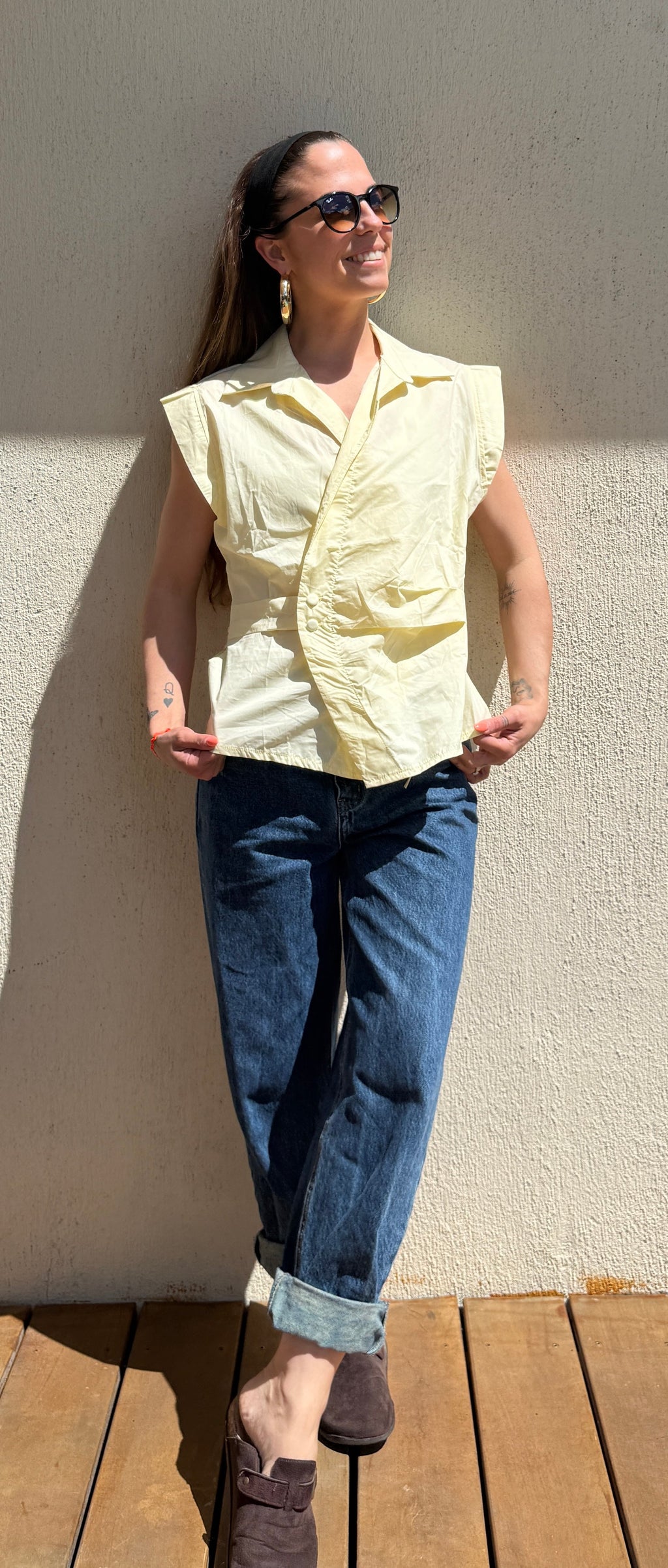 Top chemise jaune pastel femme Le Vestiaire de Charline