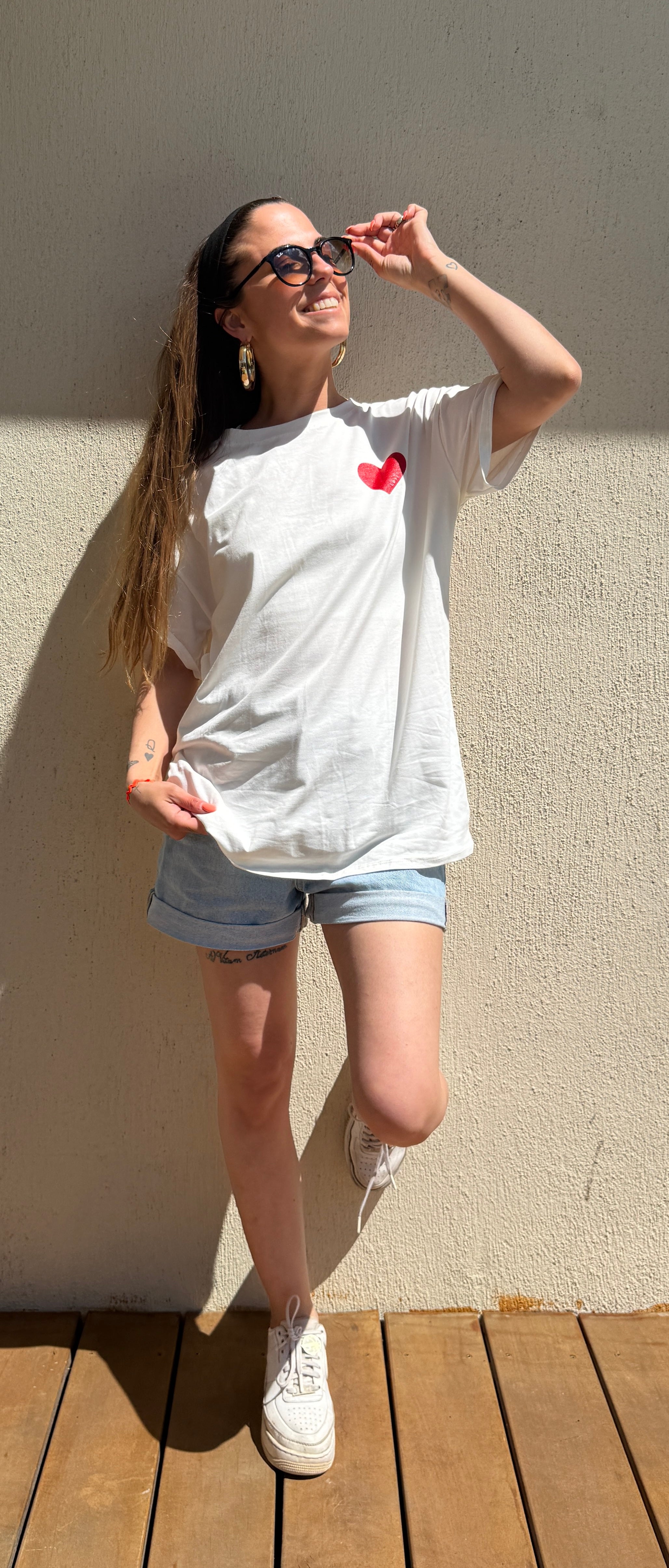 T-shirt Summer of Love blanc femme – T-shirt cœur oversize tendance Le Vestiaire de Charline