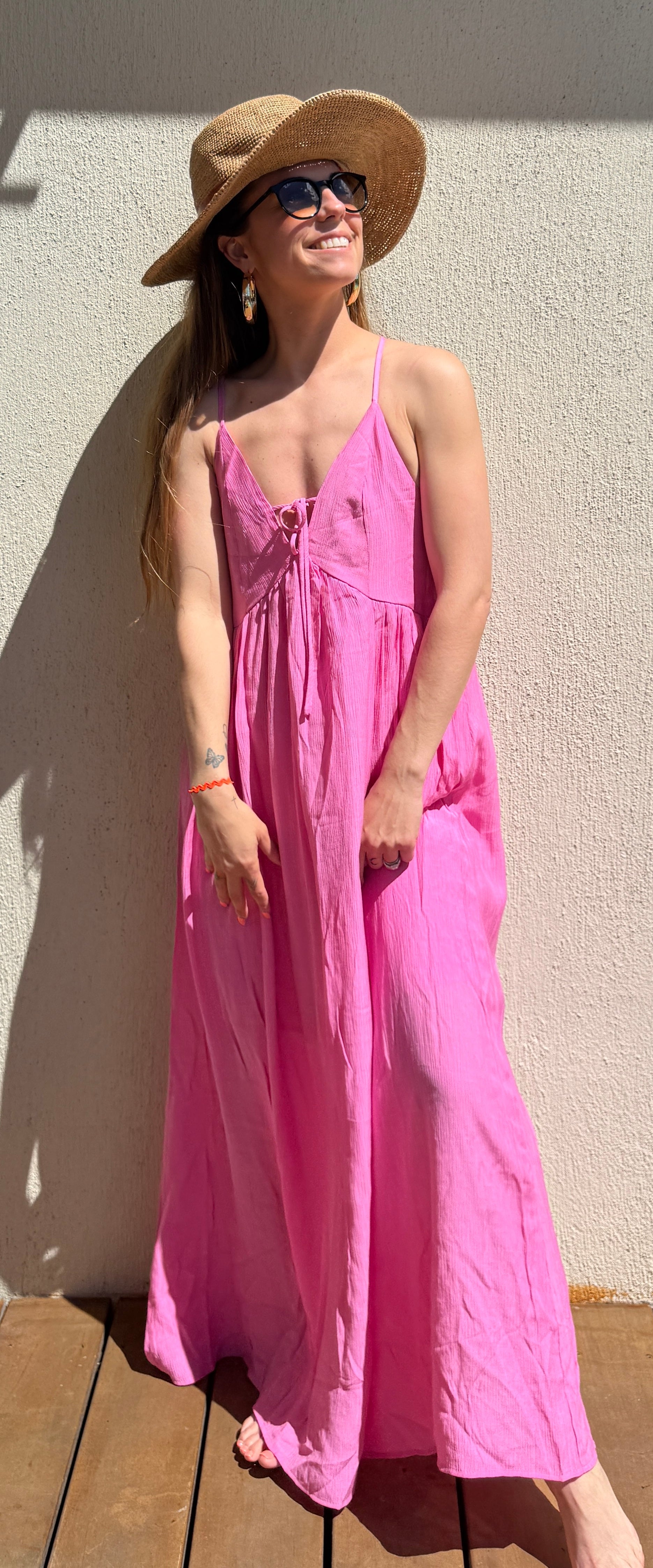 Robe longue bohème rose femme – Robe fluide été Le Vestiaire de Charline