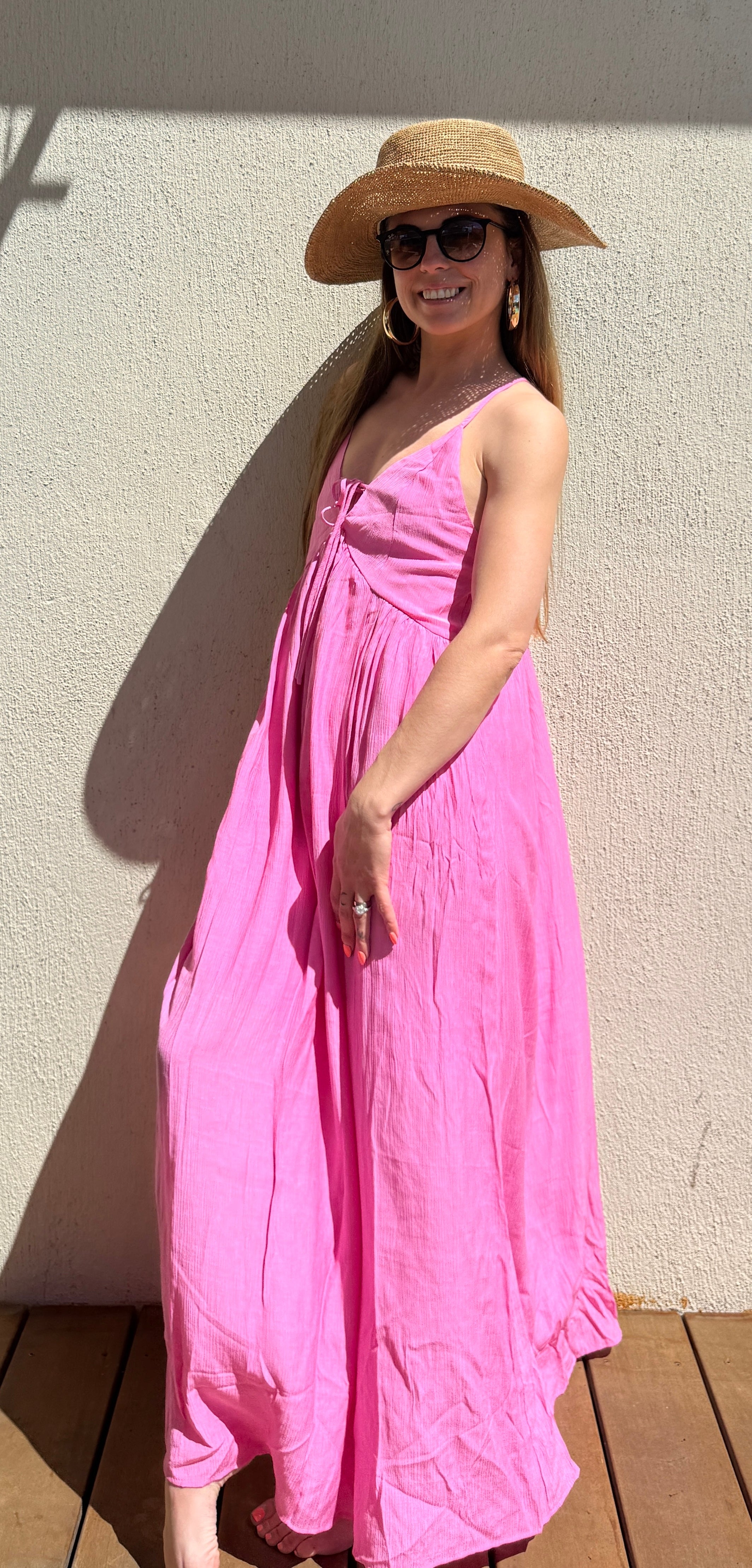 Robe longue bohème rose femme – Robe fluide été Le Vestiaire de Charline