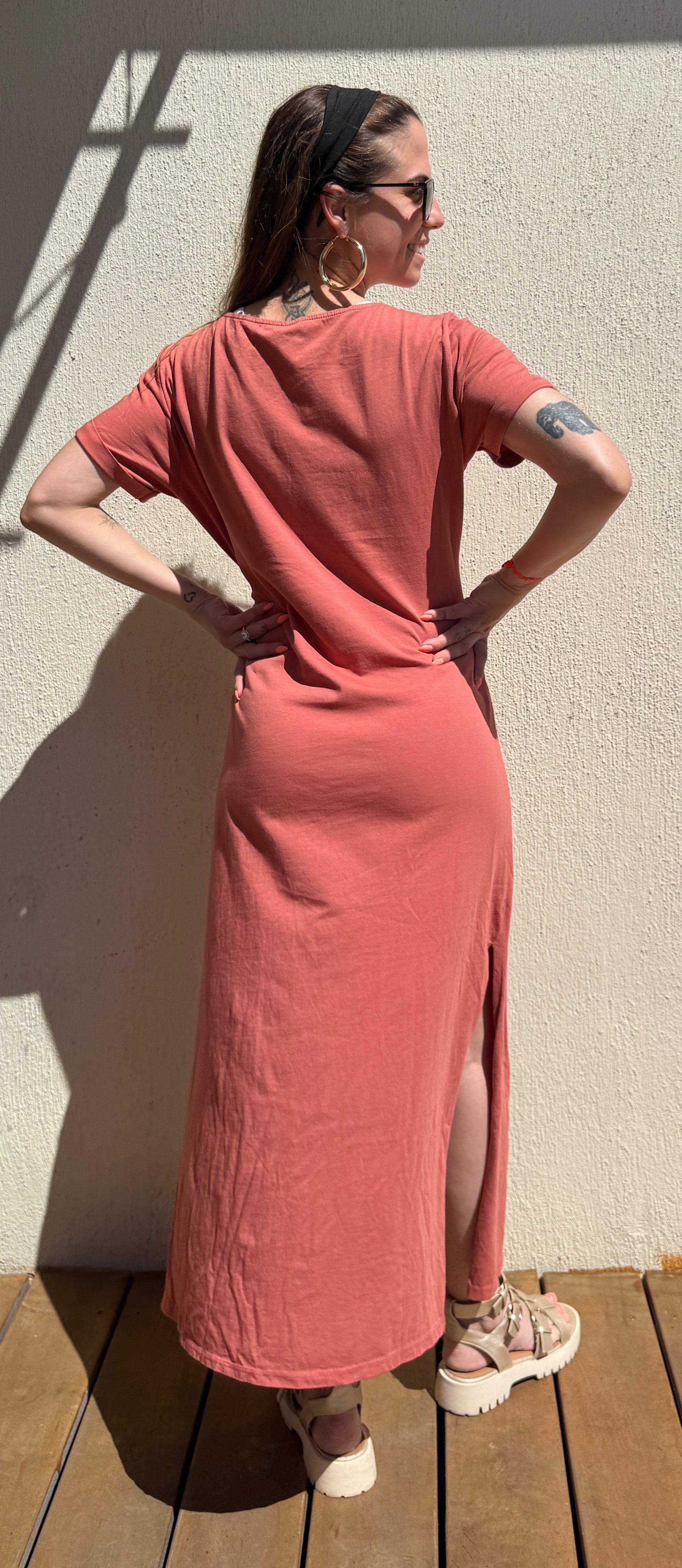 Robe longue terracotta femme – Robe élégante fluide à nouer Le Vestiaire de Charline