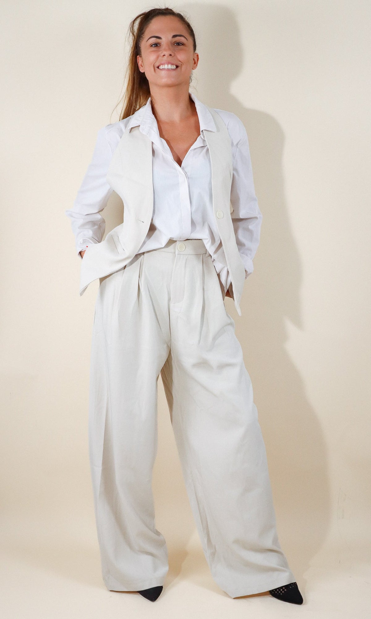PANTALON LARGE - BEIGE Le Vestiaire de Charline