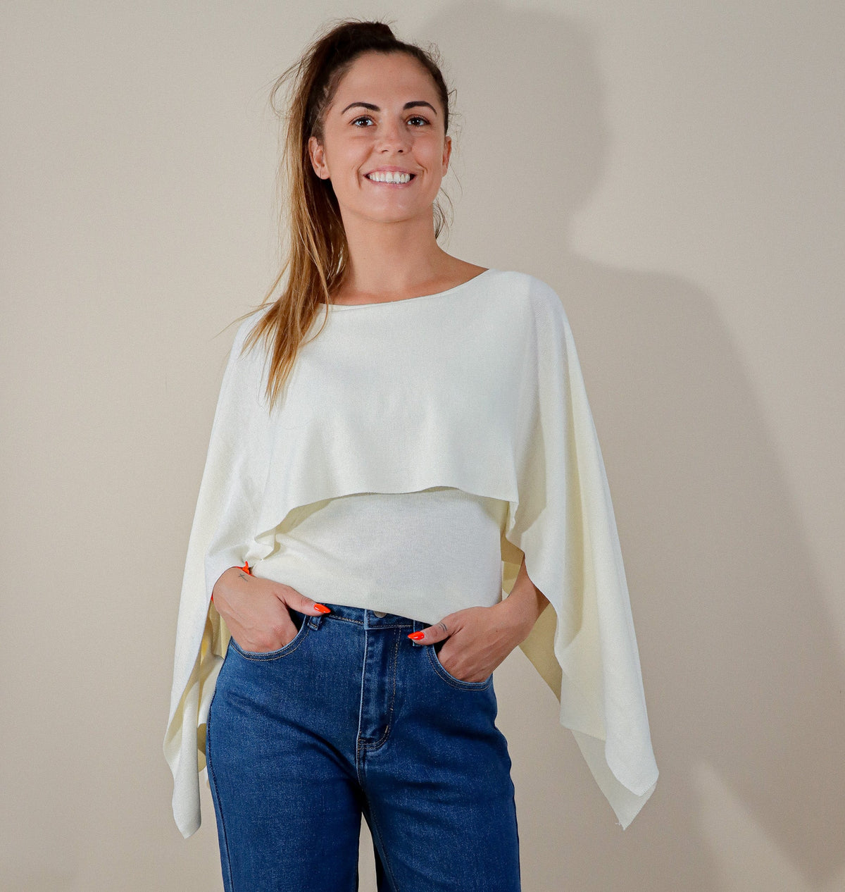 PULL PONCHO - ECRU Le Vestiaire de Charline