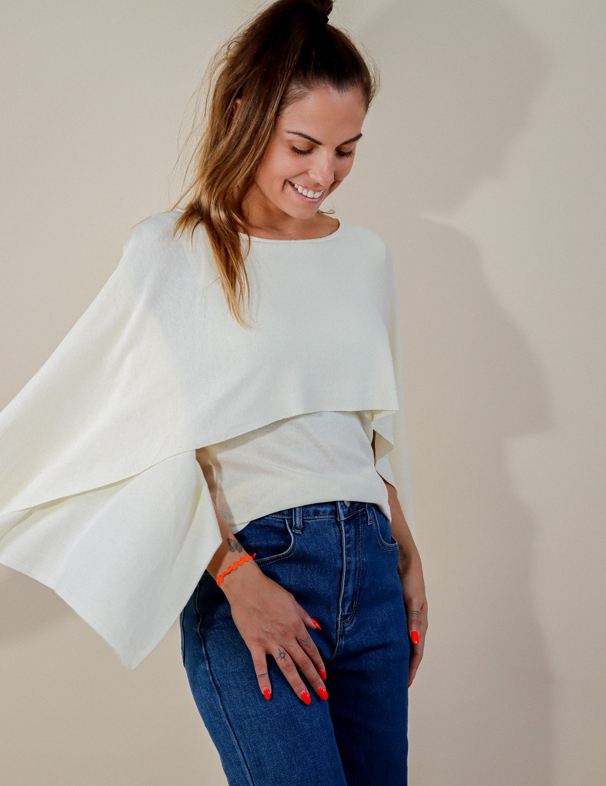 PULL PONCHO - ECRU Le Vestiaire de Charline