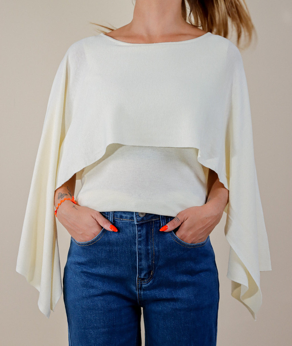 PULL PONCHO - ECRU Le Vestiaire de Charline