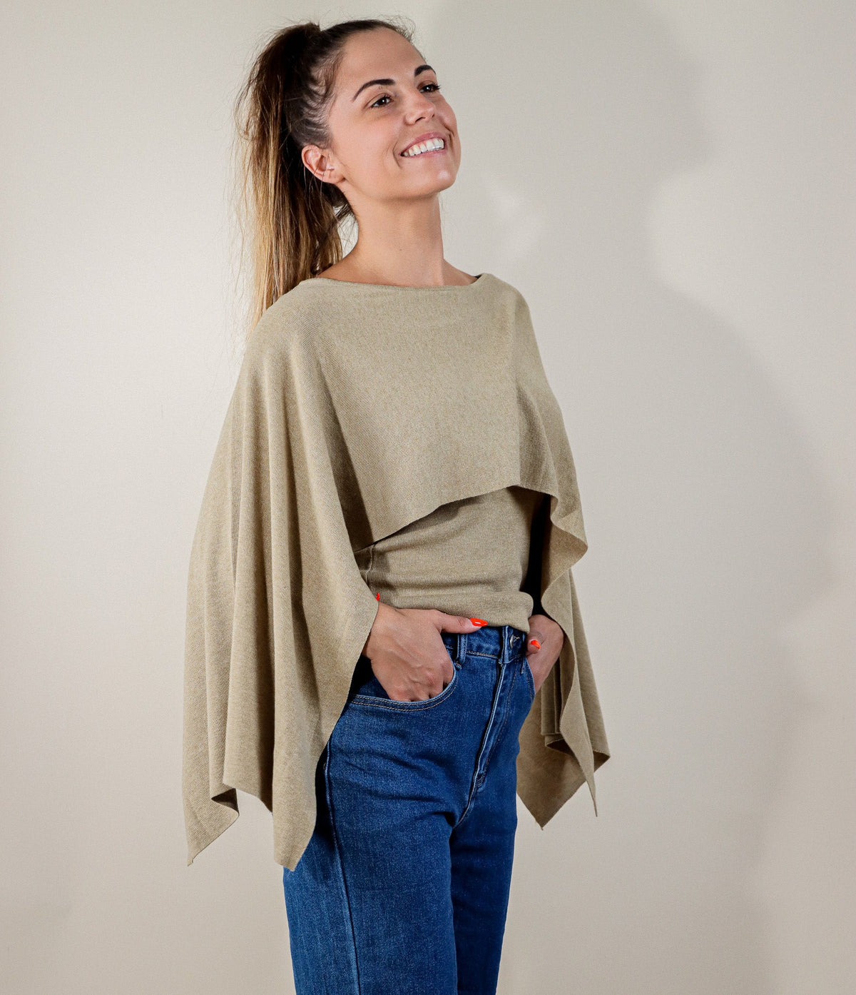 PULL PONCHO - KAKI Le Vestiaire de Charline