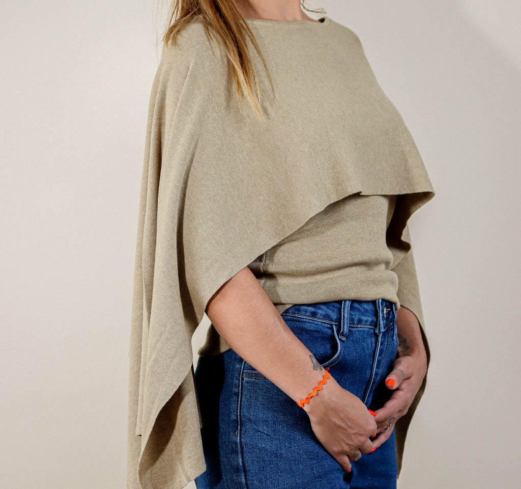 PULL PONCHO - KAKI Le Vestiaire de Charline