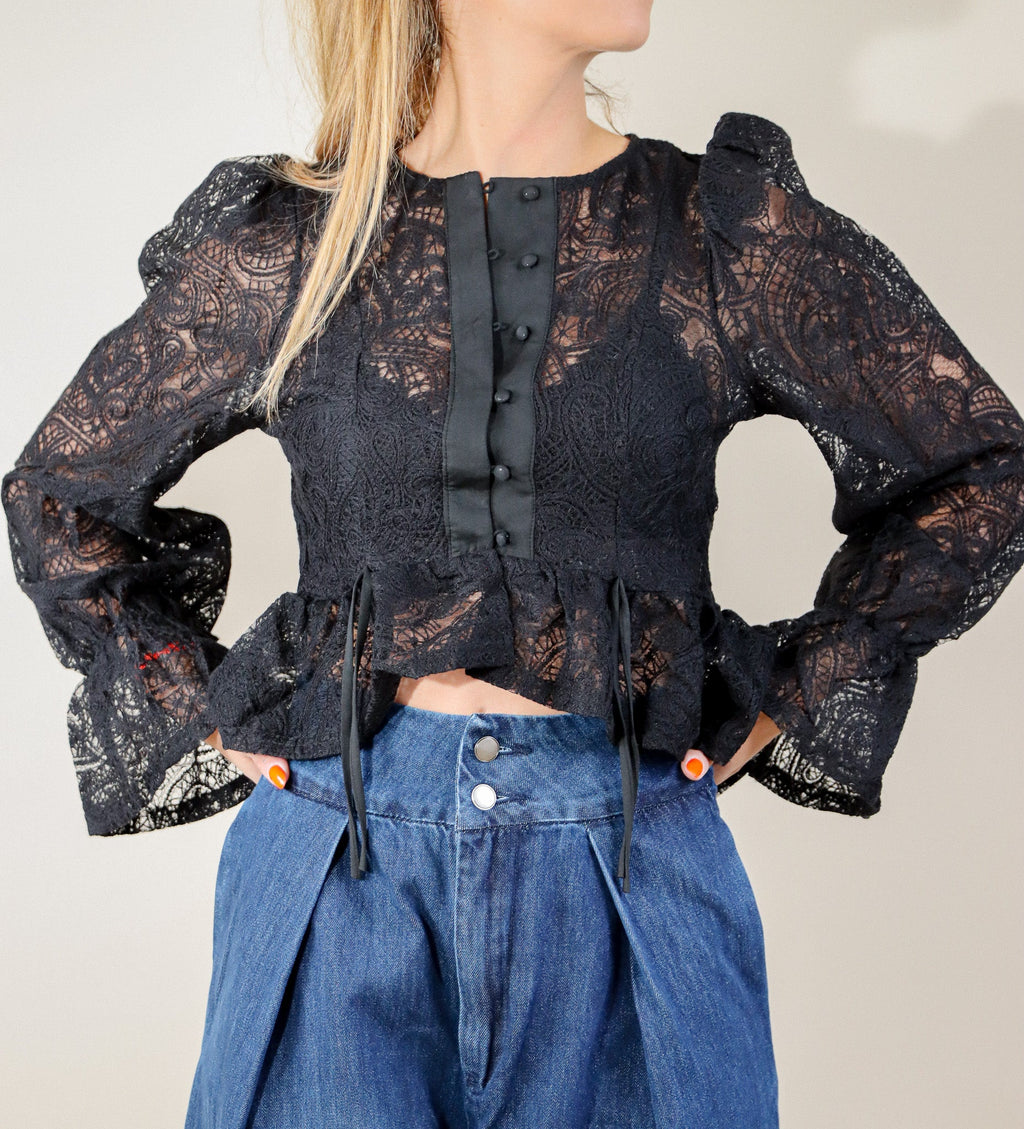 BLOUSE DENTELLE - NOIR Le Vestiaire de Charline