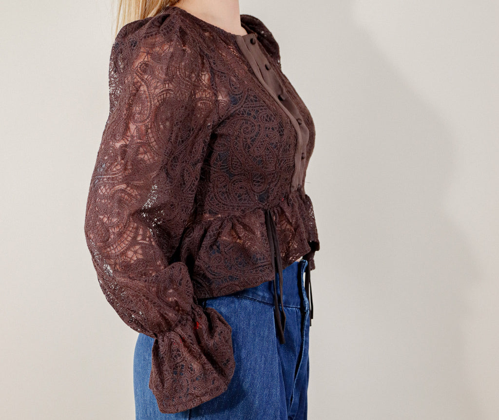 BLOUSE DENTELLE - CHOCOLAT Le Vestiaire de Charline