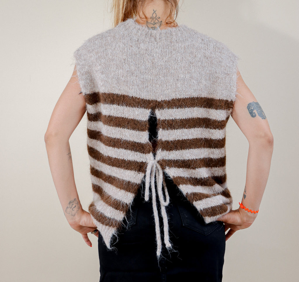 PULL SANS MANCHE RAYÉ - MARRON/BEIGE Le Vestiaire de Charline