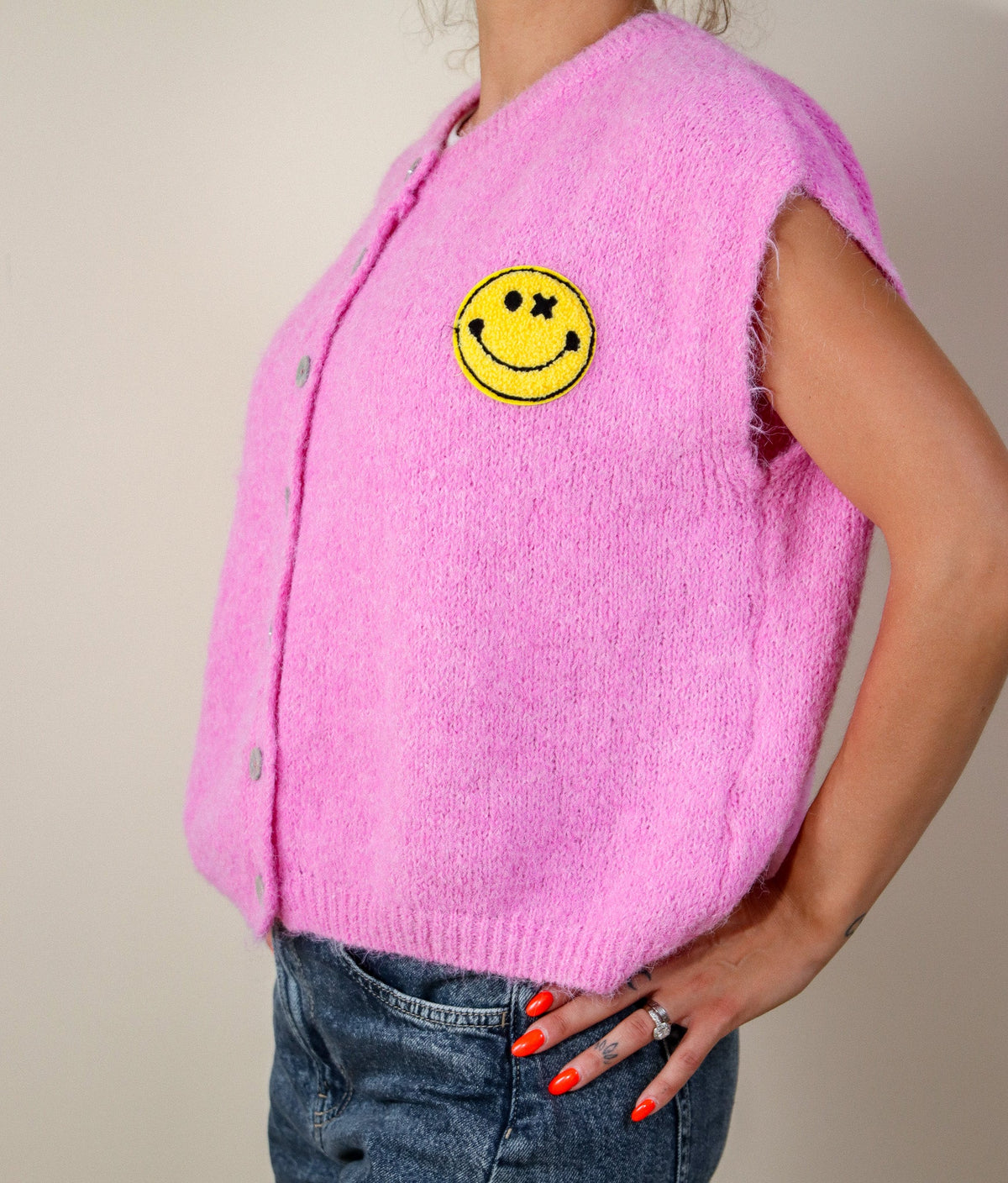 GILET "SMILE" SANS MANCHE - ROSE Le Vestiaire de Charline