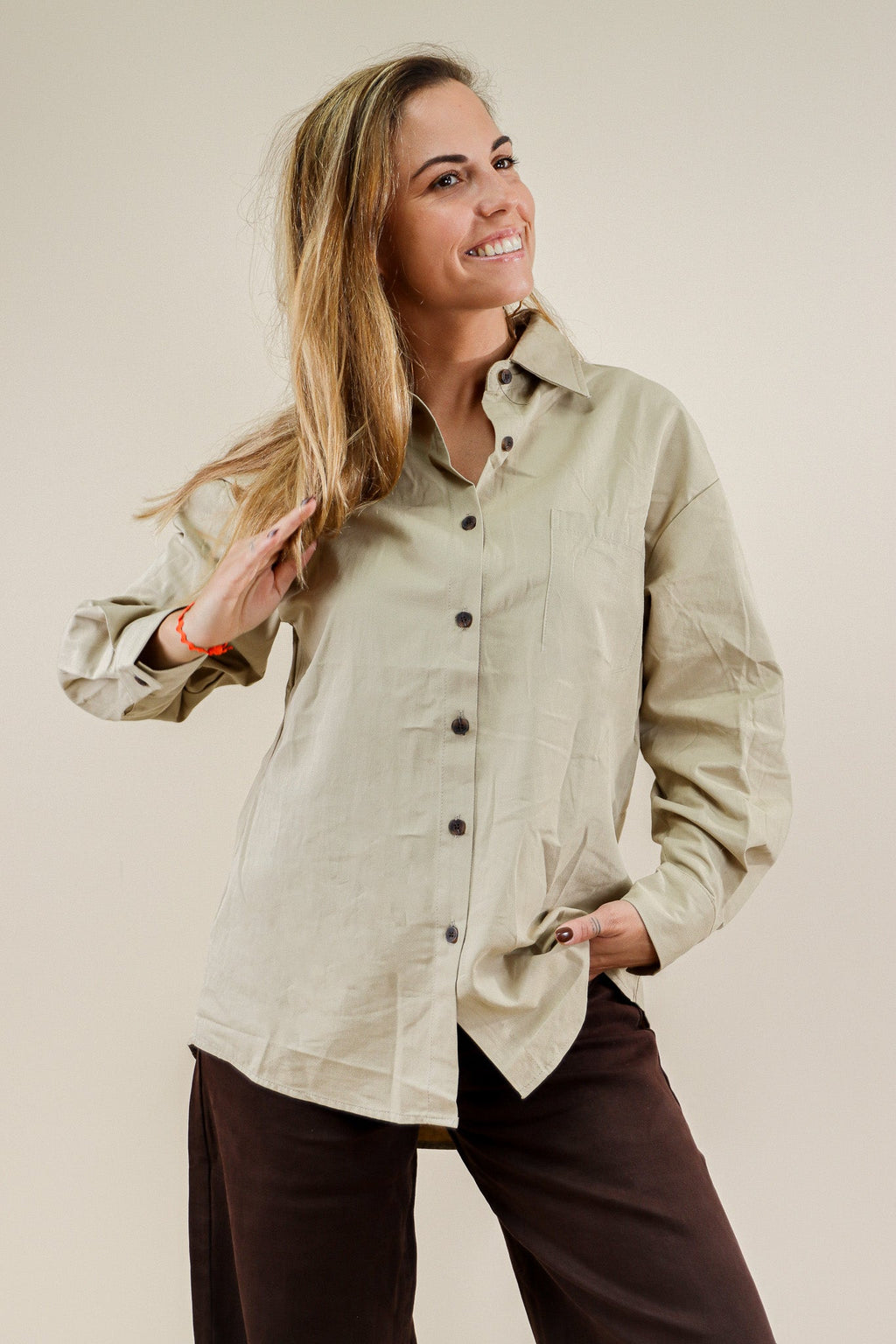 CHEMISE TAUPE 100% COTON&nbsp; Le Vestiaire de Charline