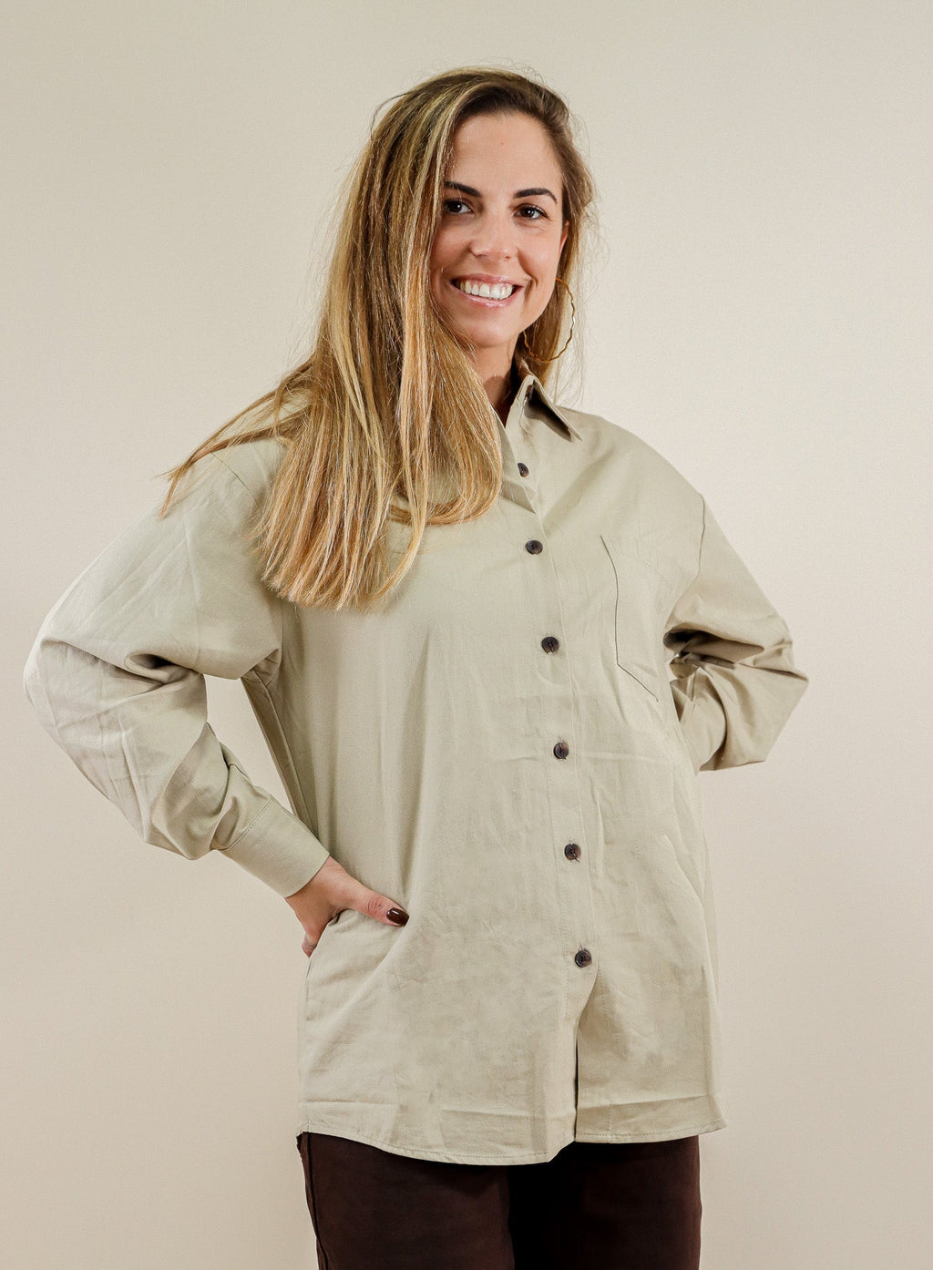 CHEMISE TAUPE 100% COTON&nbsp; Le Vestiaire de Charline