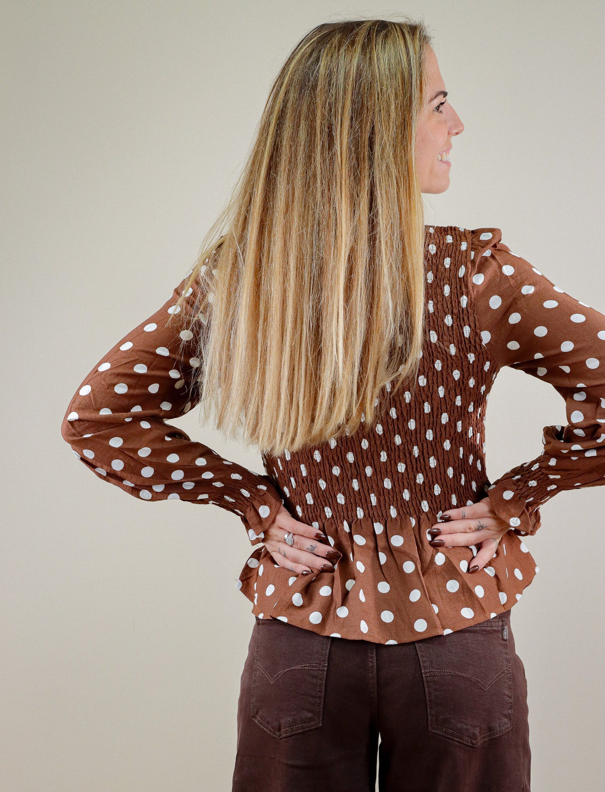 CHEMISE CHOCOLAT POIS BLANCS 100% COTON Le Vestiaire de Charline