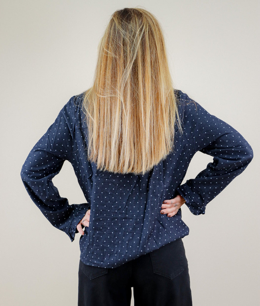 CHEMISE MARINE ET POIS BLANCS 100% COTON Le Vestiaire de Charline