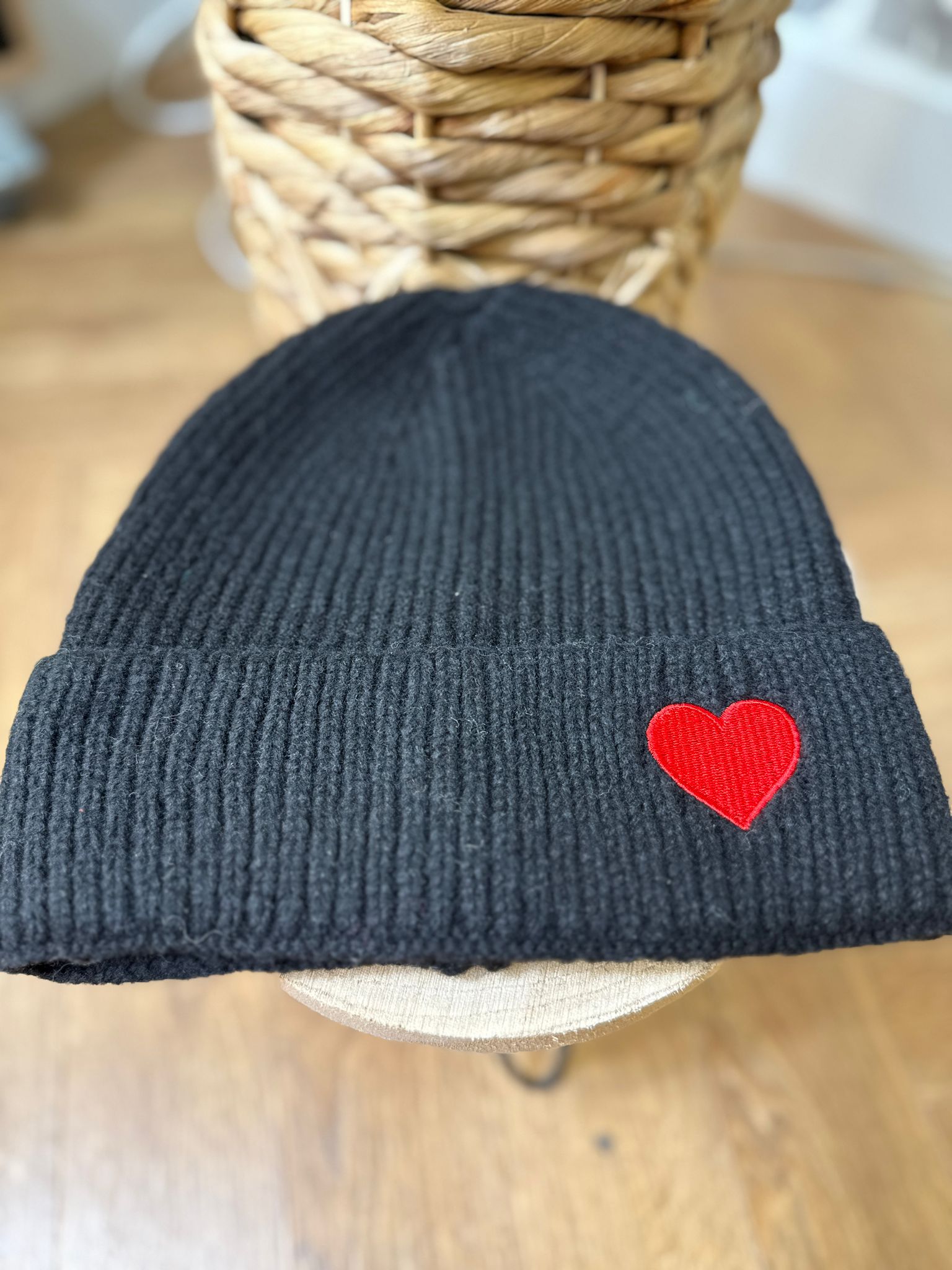 Bonnet Cœur Doux ❤️ Noir Le Vestiaire de Charline