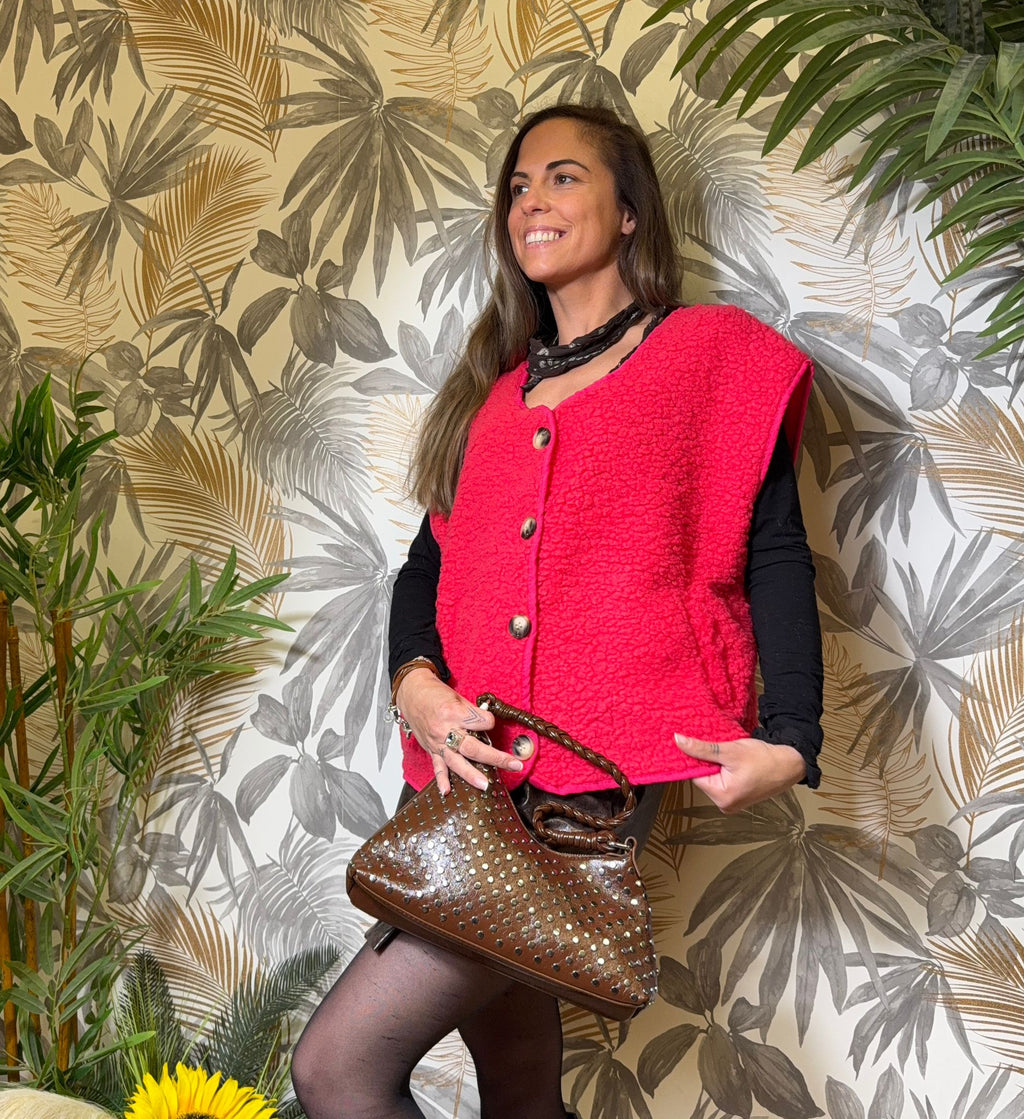 Gilet Eden – effet mouton rose - Le Vestiaire de Charline