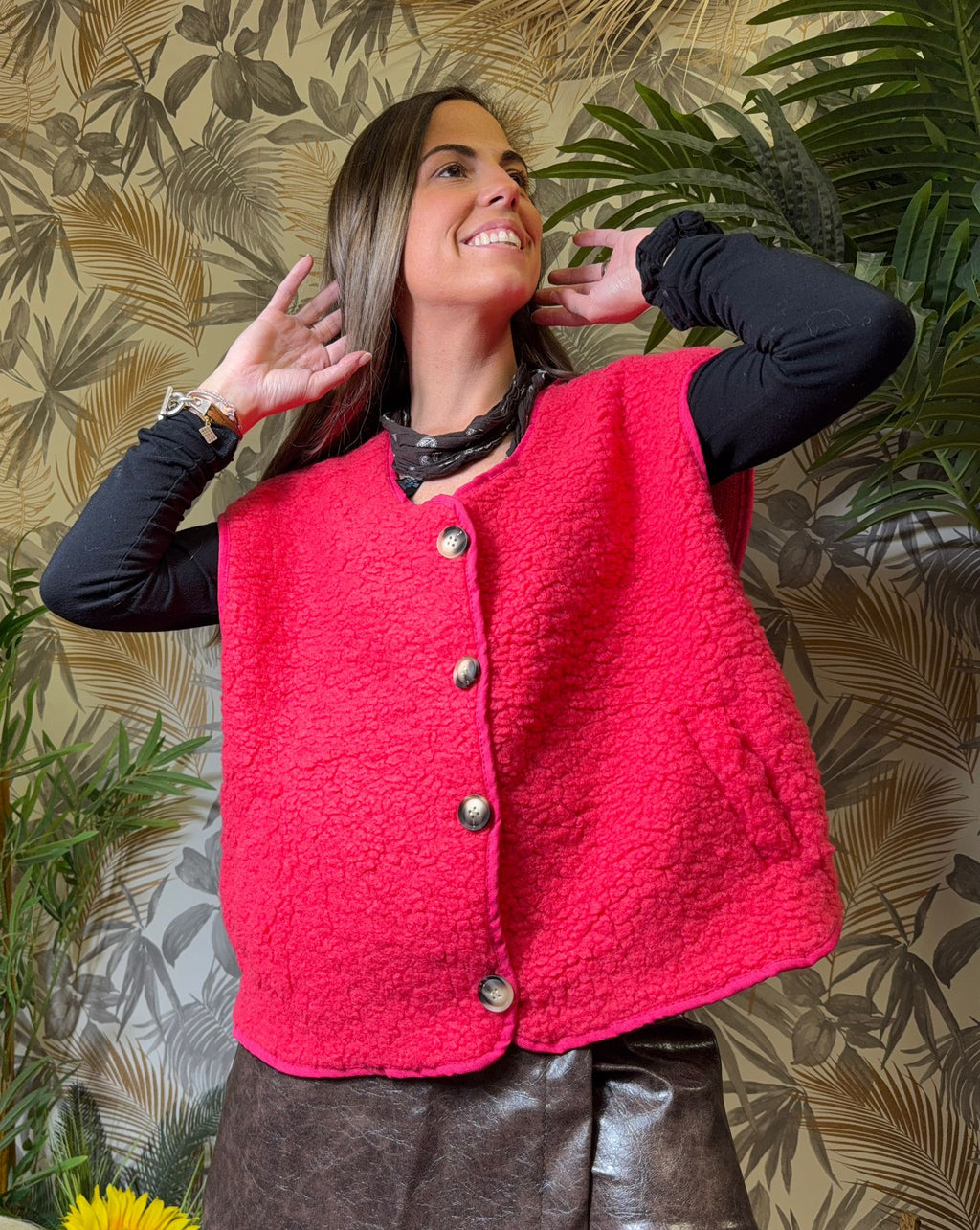 Gilet Eden – effet mouton rose - Le Vestiaire de Charline