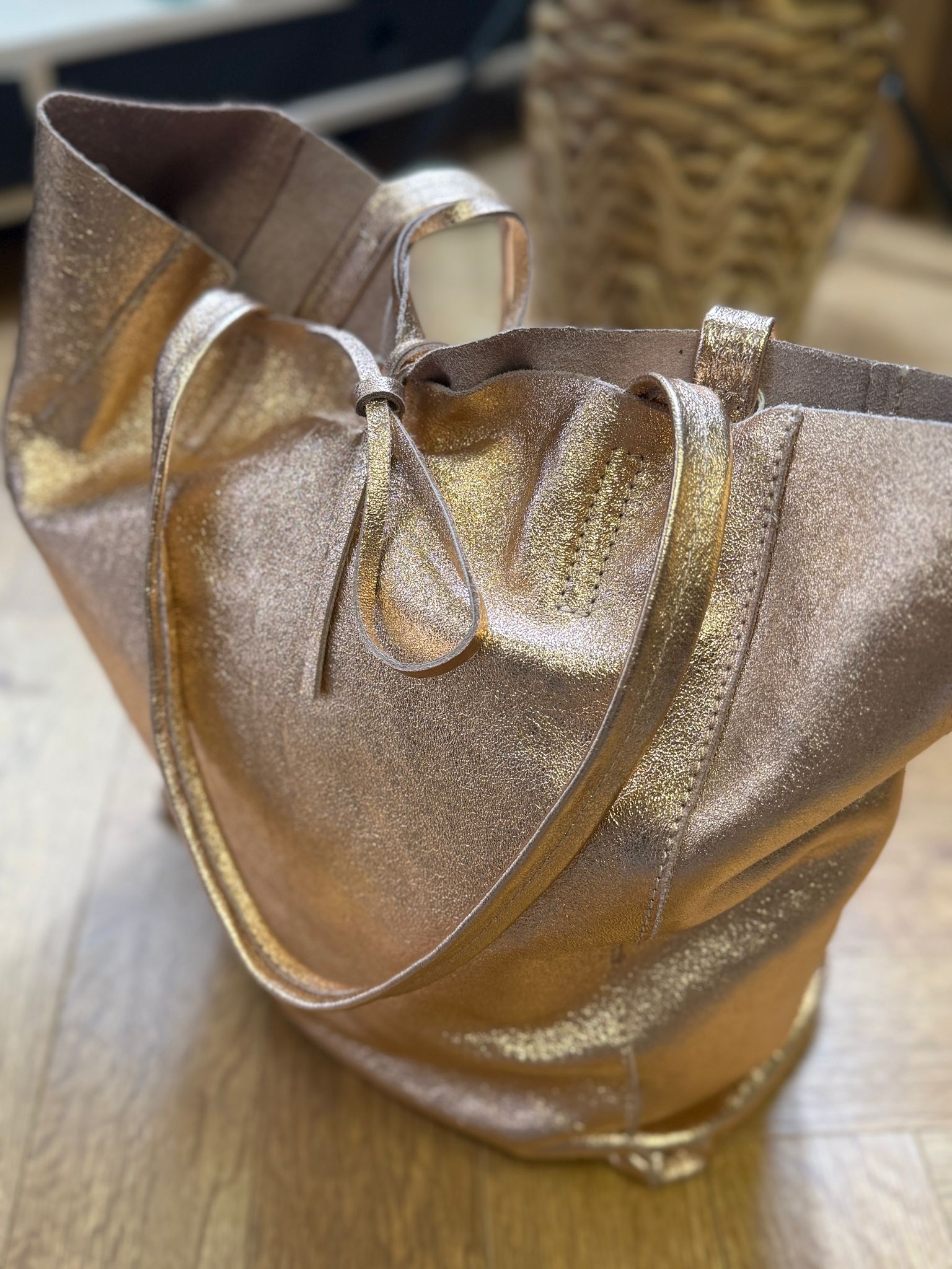 Cabas “Golden Rose” en cuir Le Vestiaire de Charline