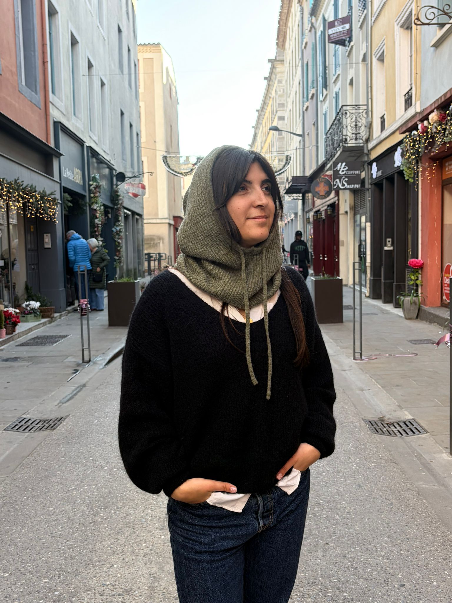 Cagoule vert en maille – Chaude et ultra confortable Le Vestiaire de Charline