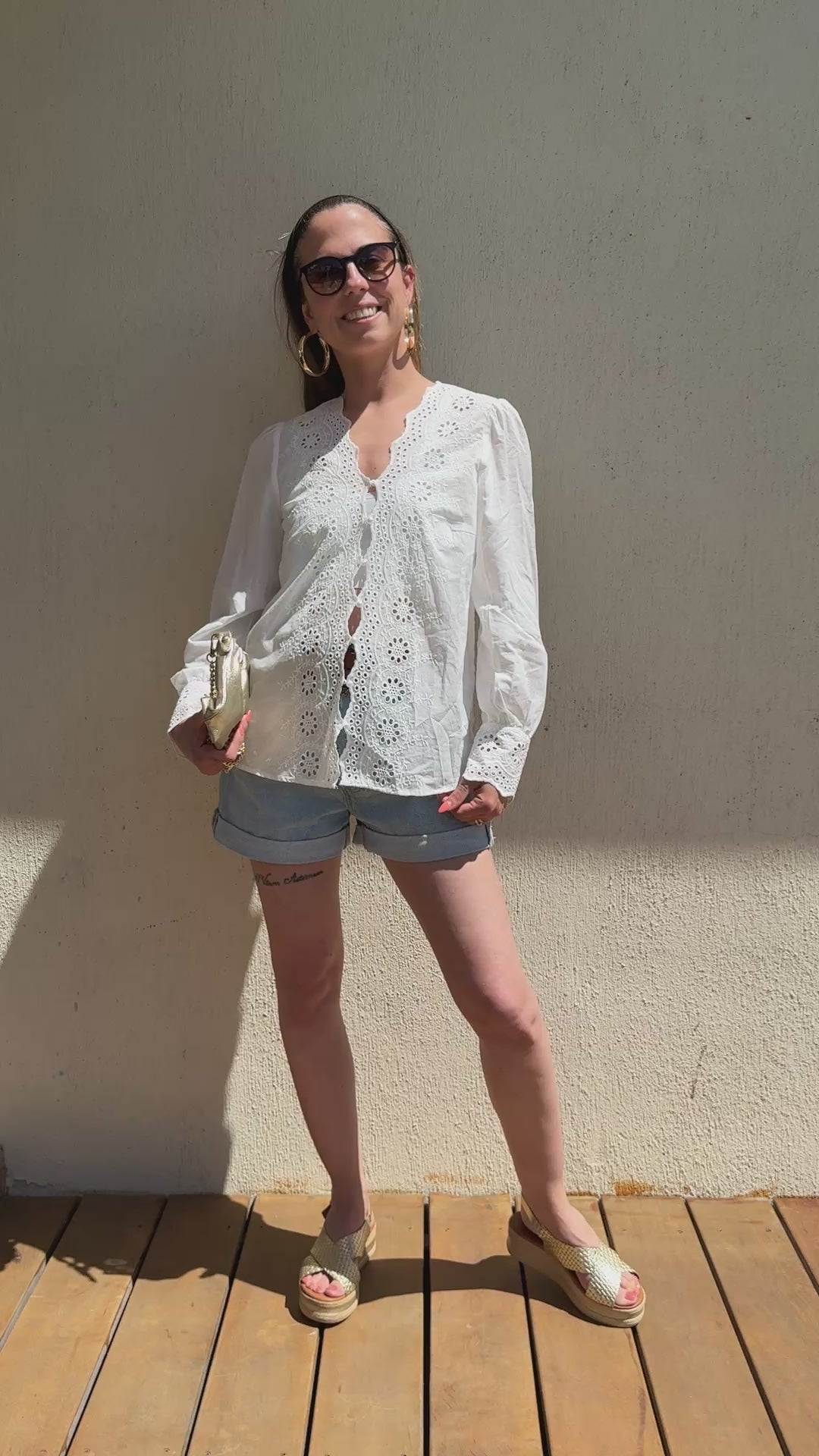 Chemisier blanc brodé à perles femme – Blouse bohème chic 100% coton