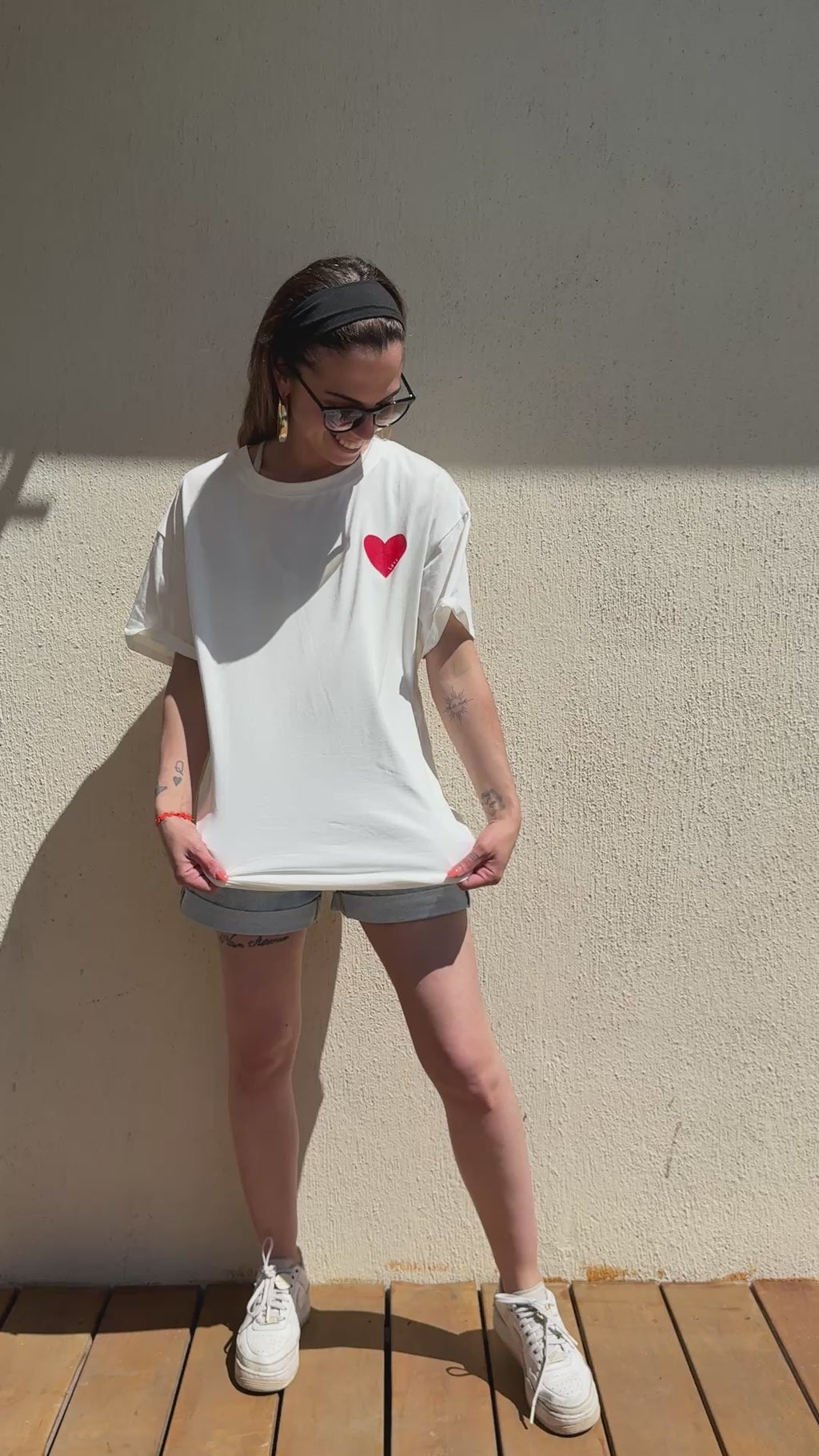 T-shirt Summer of Love blanc femme – T-shirt cœur oversize tendance