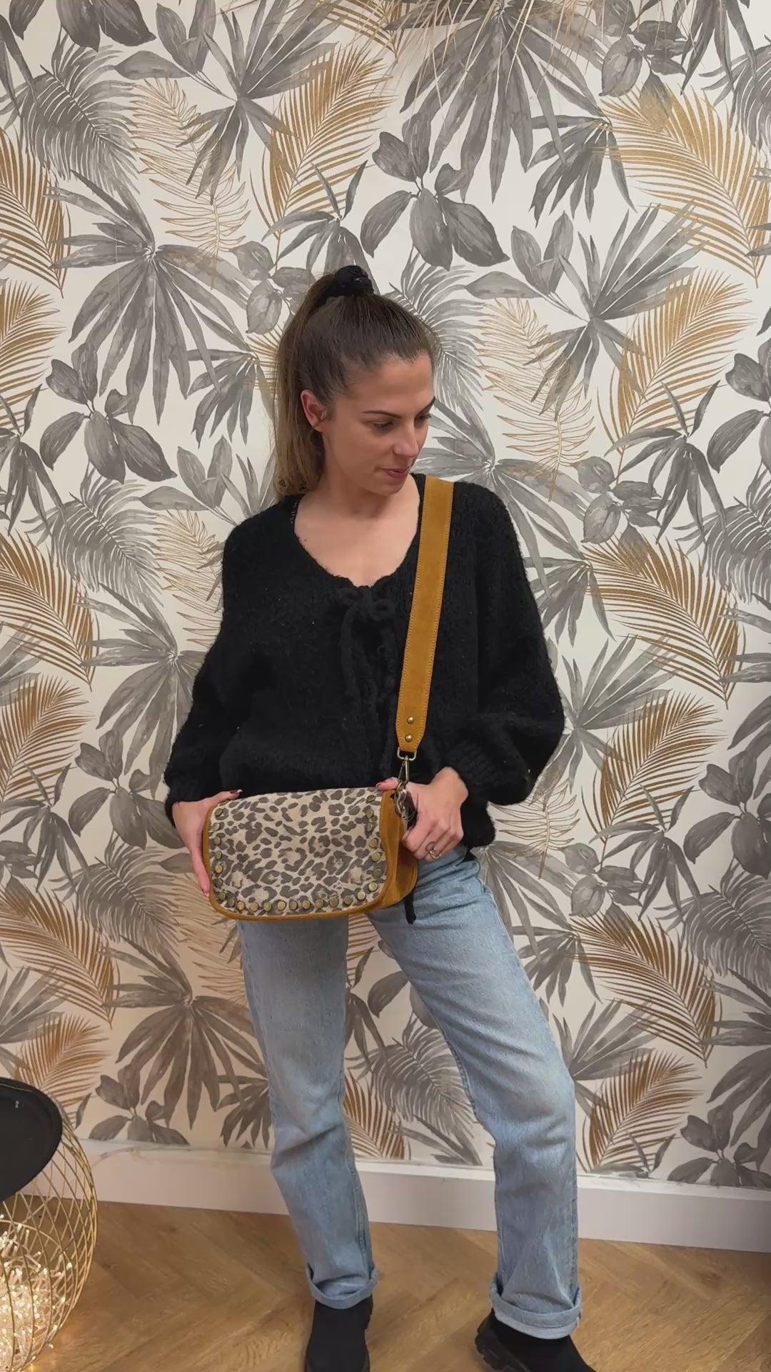 Sac Léopard avec Anse – 100% Cuir