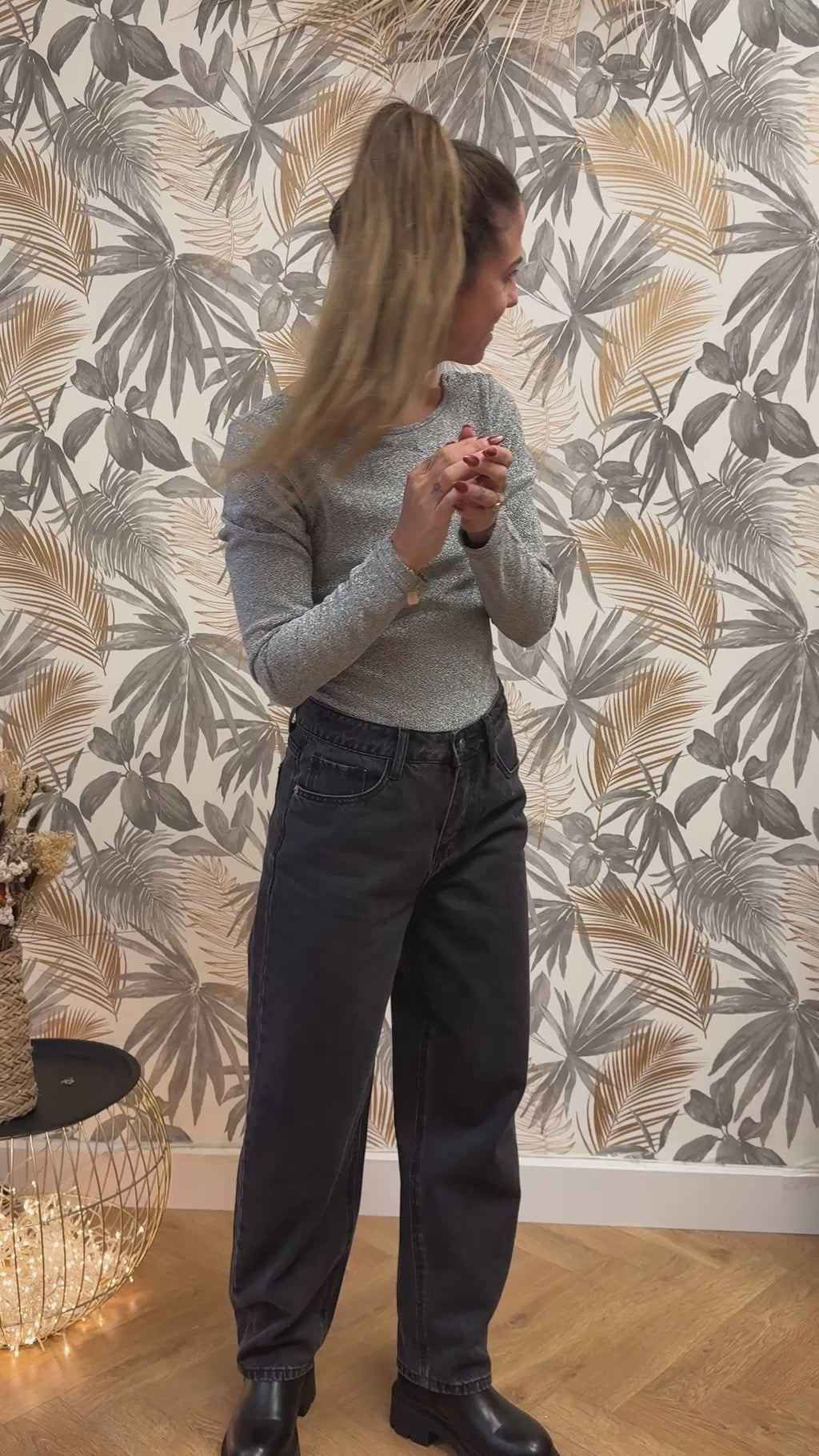 Body pailleté argent – Maille douce et lumineuse